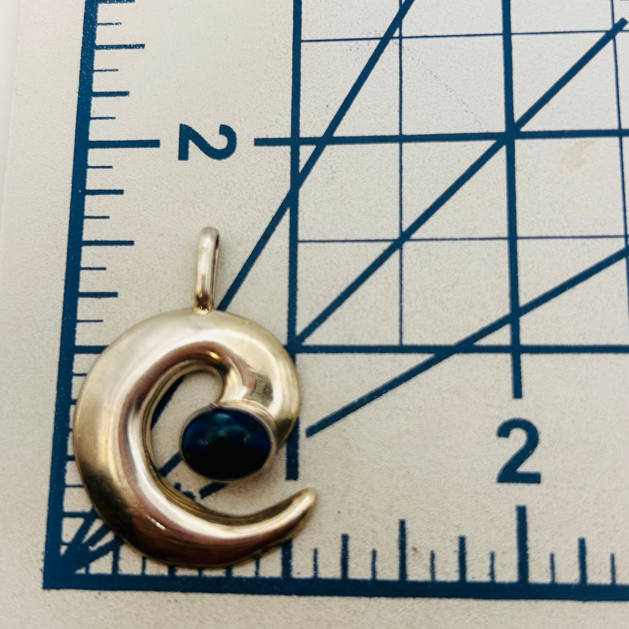 Signed Navajo Azurite Swirl Pendant