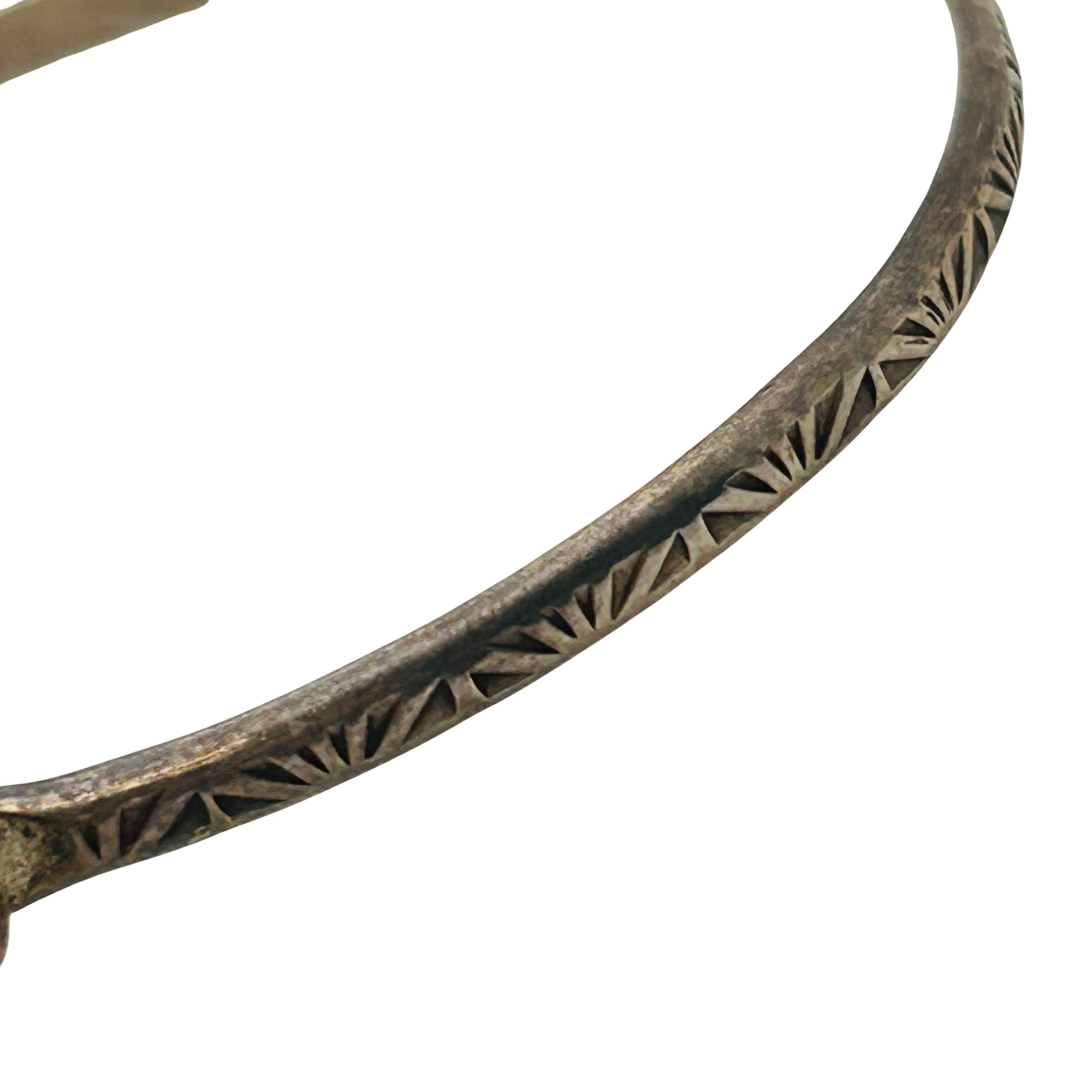 Vintage Navajo Sterling Turquoise Stamped Bracelet