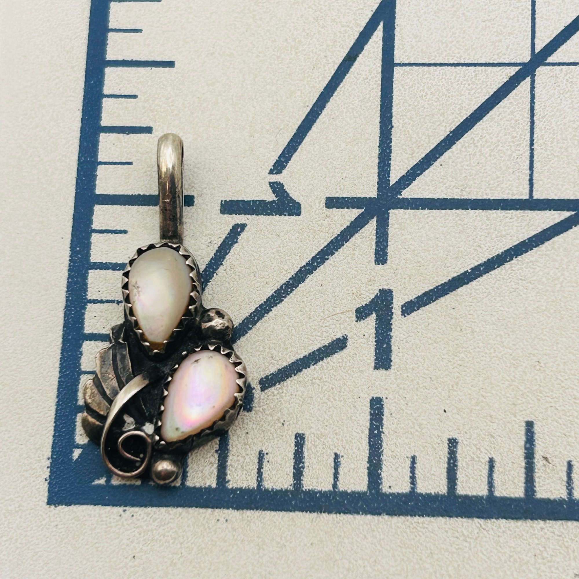Navajo Sterling Mother Of Pearl Pendant
