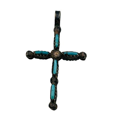 Vintage Zuni Sterling Needle Point Two-sided Pendant. Vintage Zuni sterling needle point 