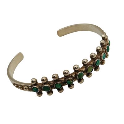 Silver Arrow Sterling Compressed Turquoise Cuff Bracelet | 16.2g| One chipped stone. see 