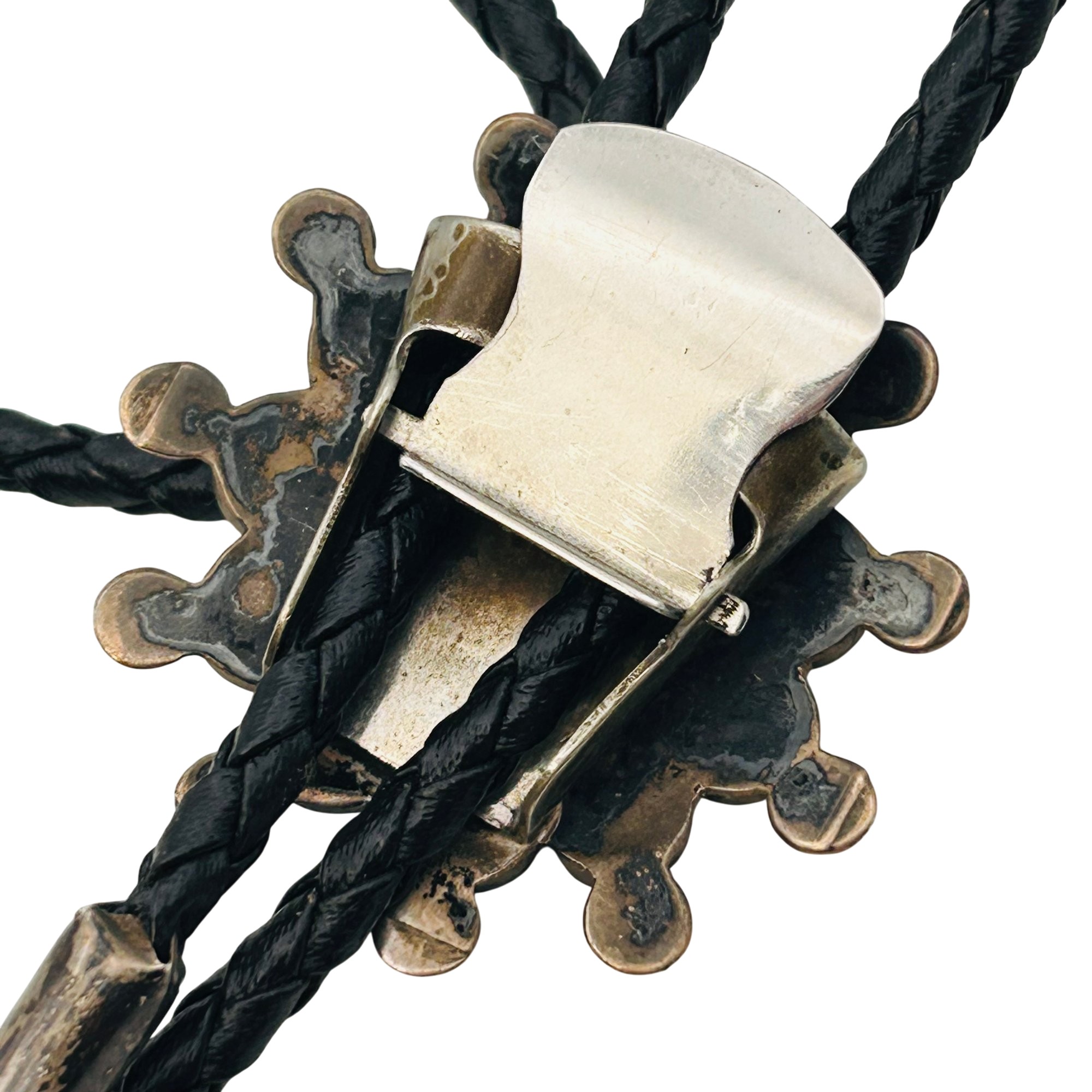 Zuni Sterling Multi-stone Bolo Tie Leather Cord