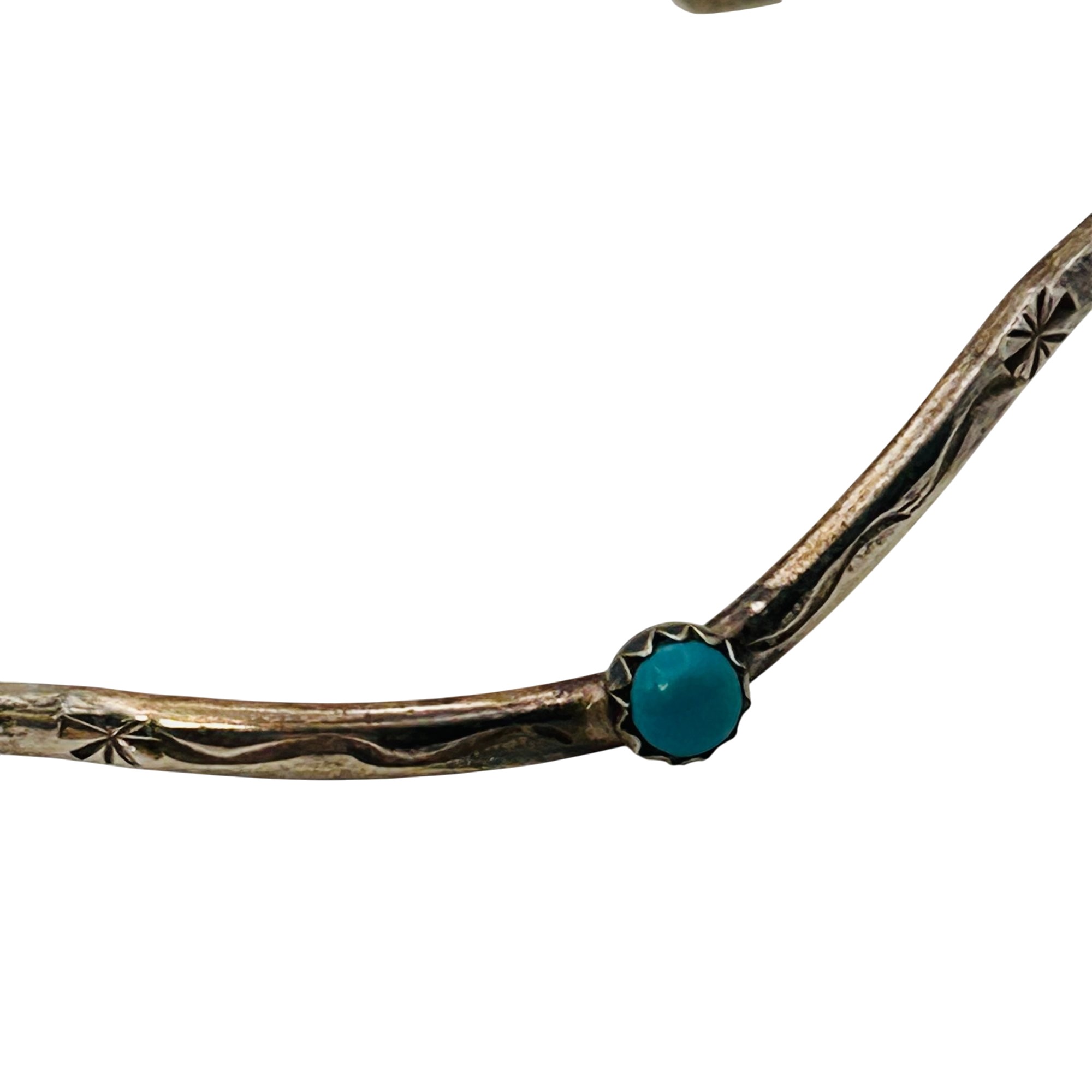 Signed Navajo Sterling Turquoise Cuff Bracelet