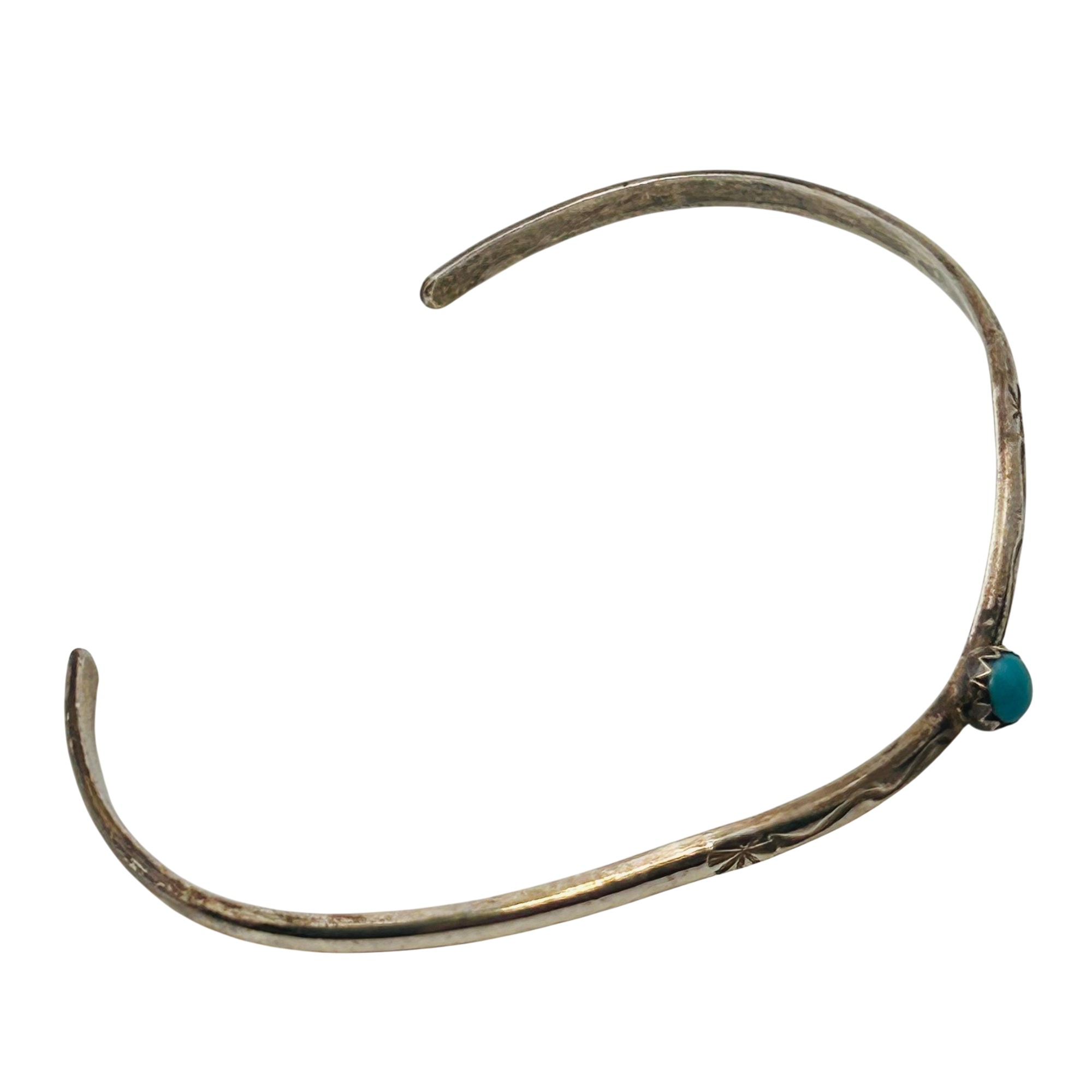 Signed Navajo Sterling Turquoise Cuff Bracelet