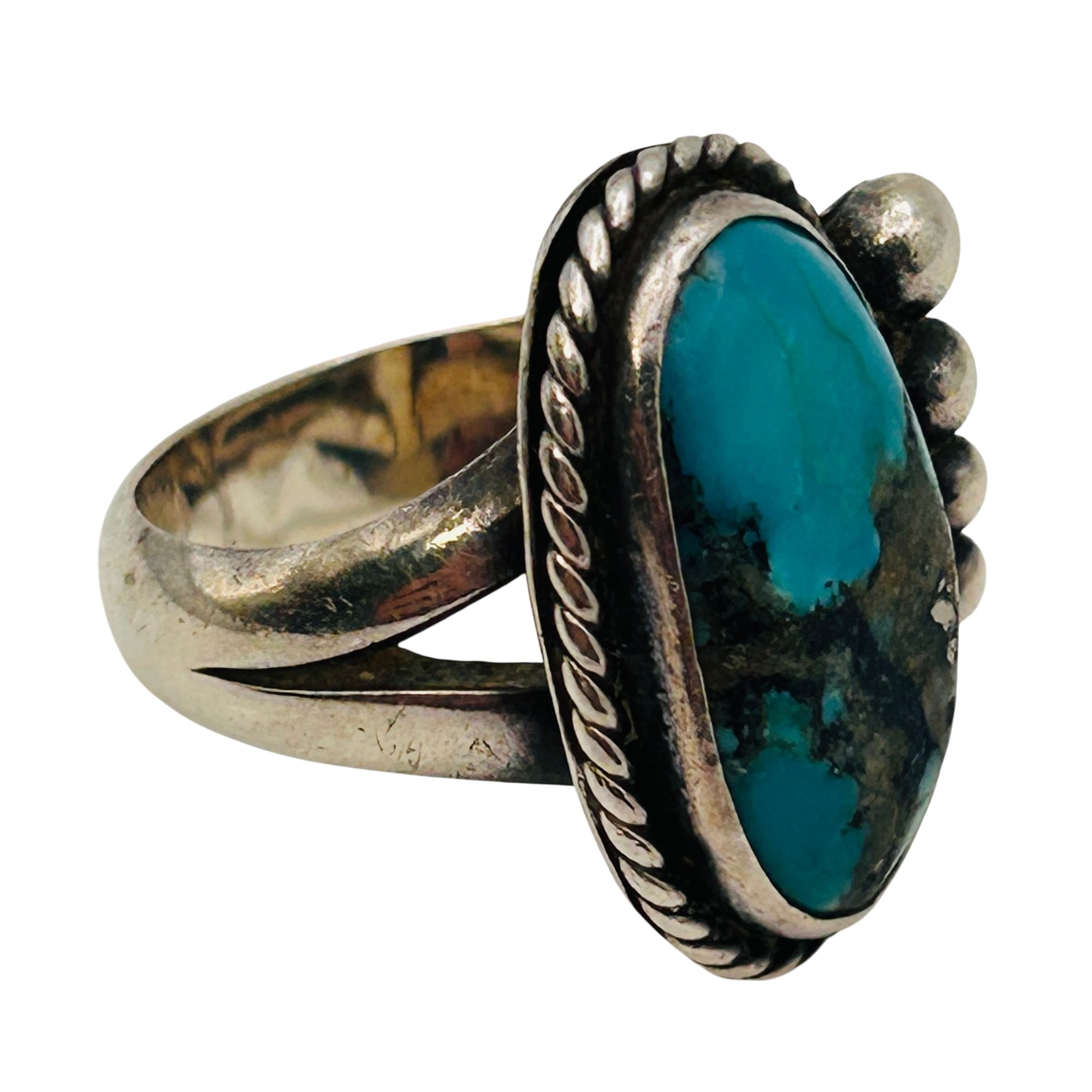 Vintage Navajo Sterling Turquoise Ring Sz 7