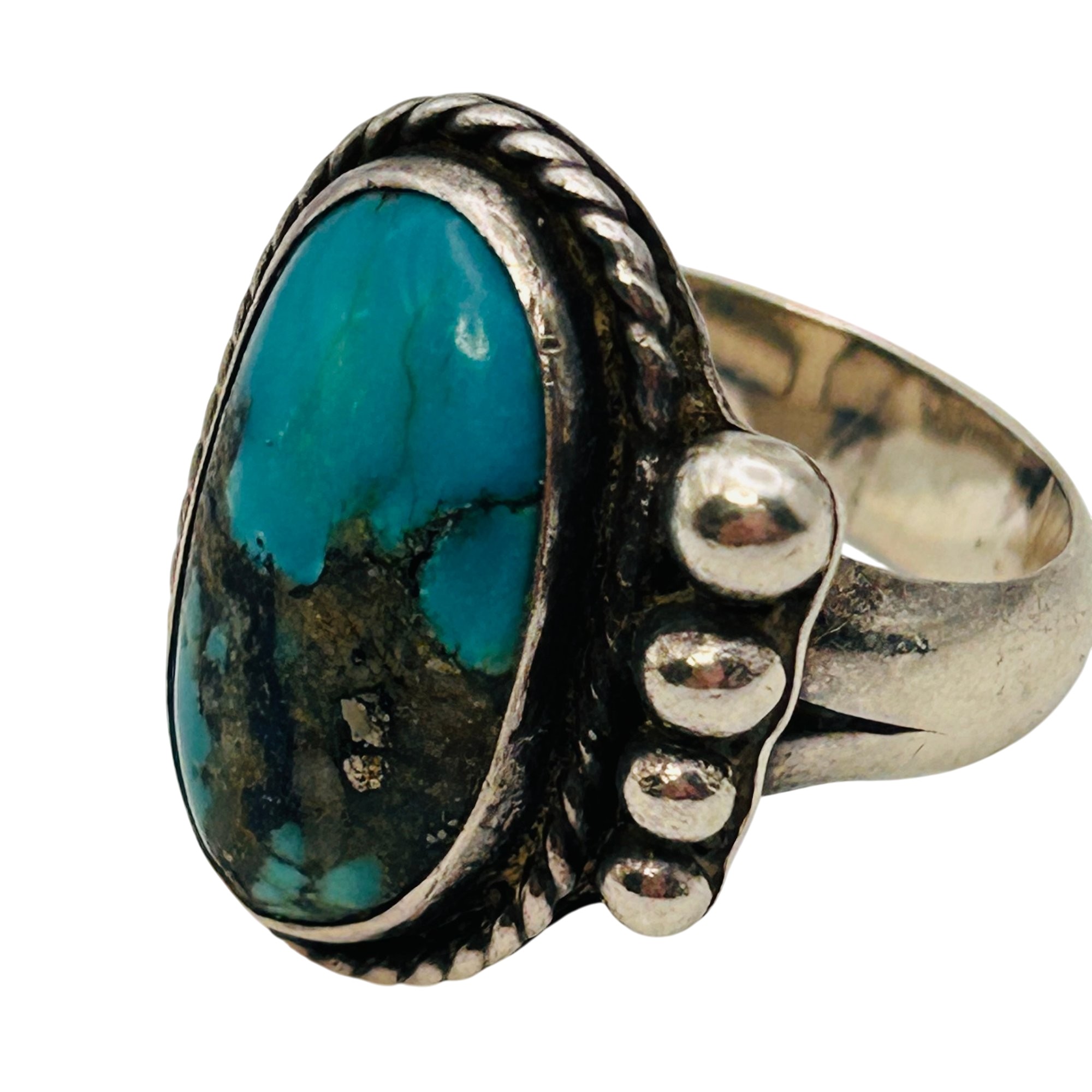 Vintage Navajo Sterling Turquoise Ring Sz 7