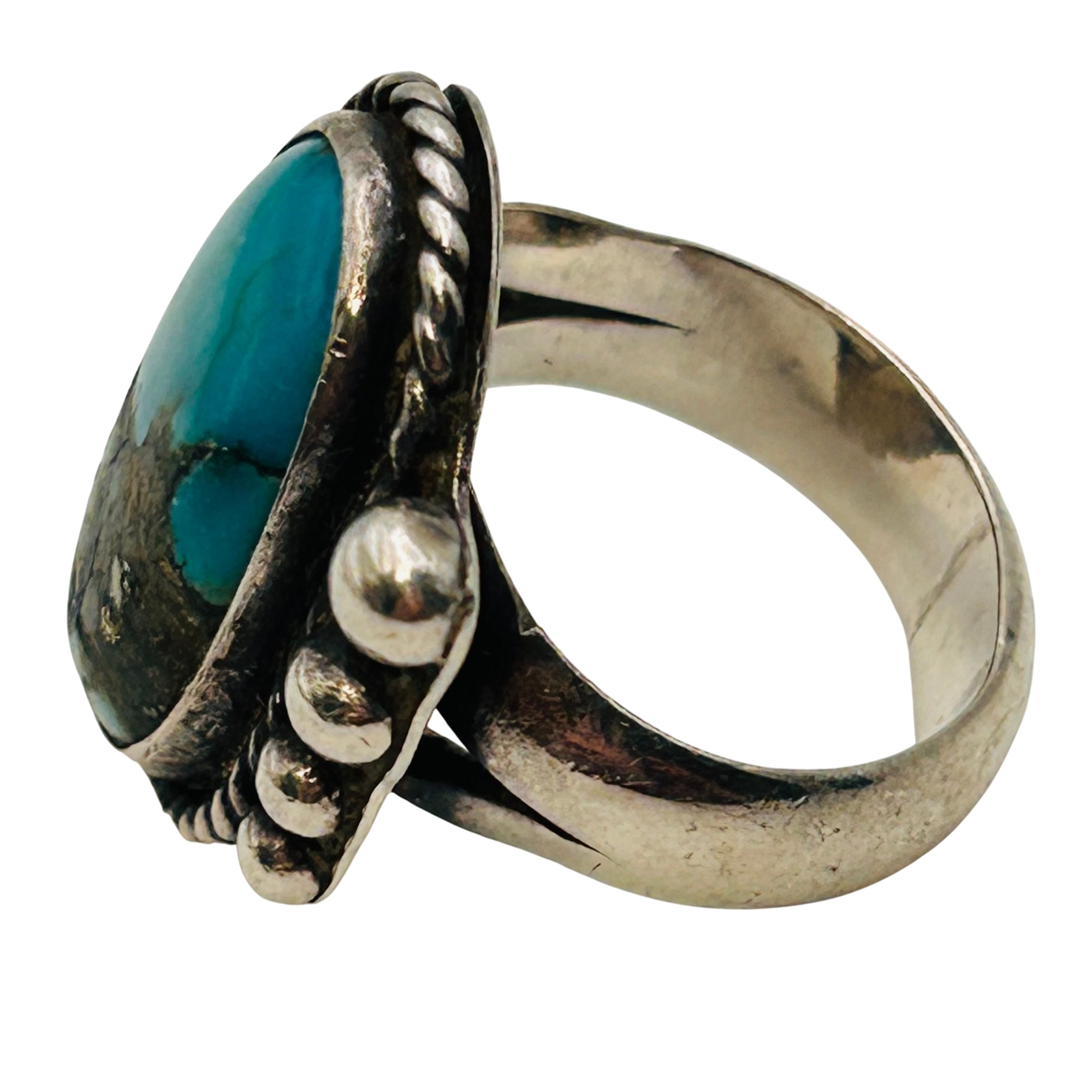 Vintage Navajo Sterling Turquoise Ring Sz 7