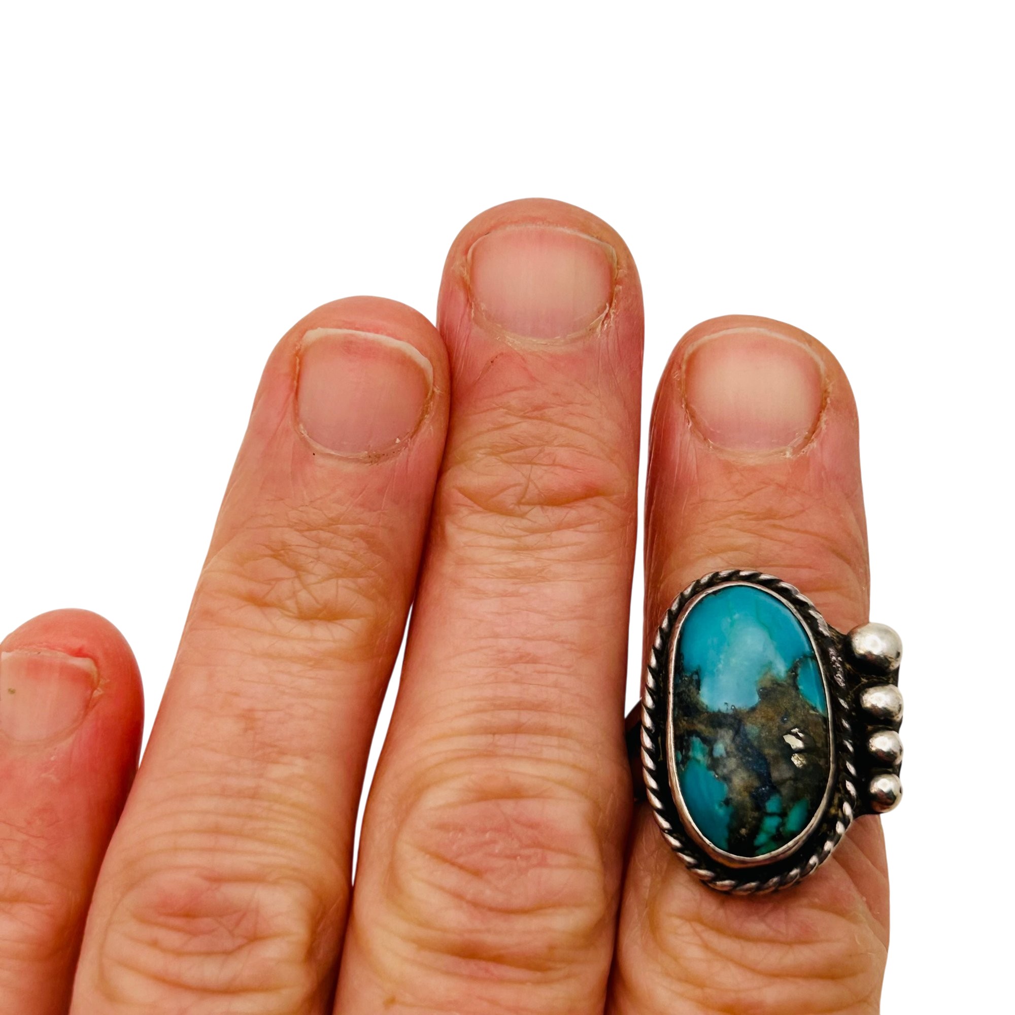 Vintage Navajo Sterling Turquoise Ring Sz 7