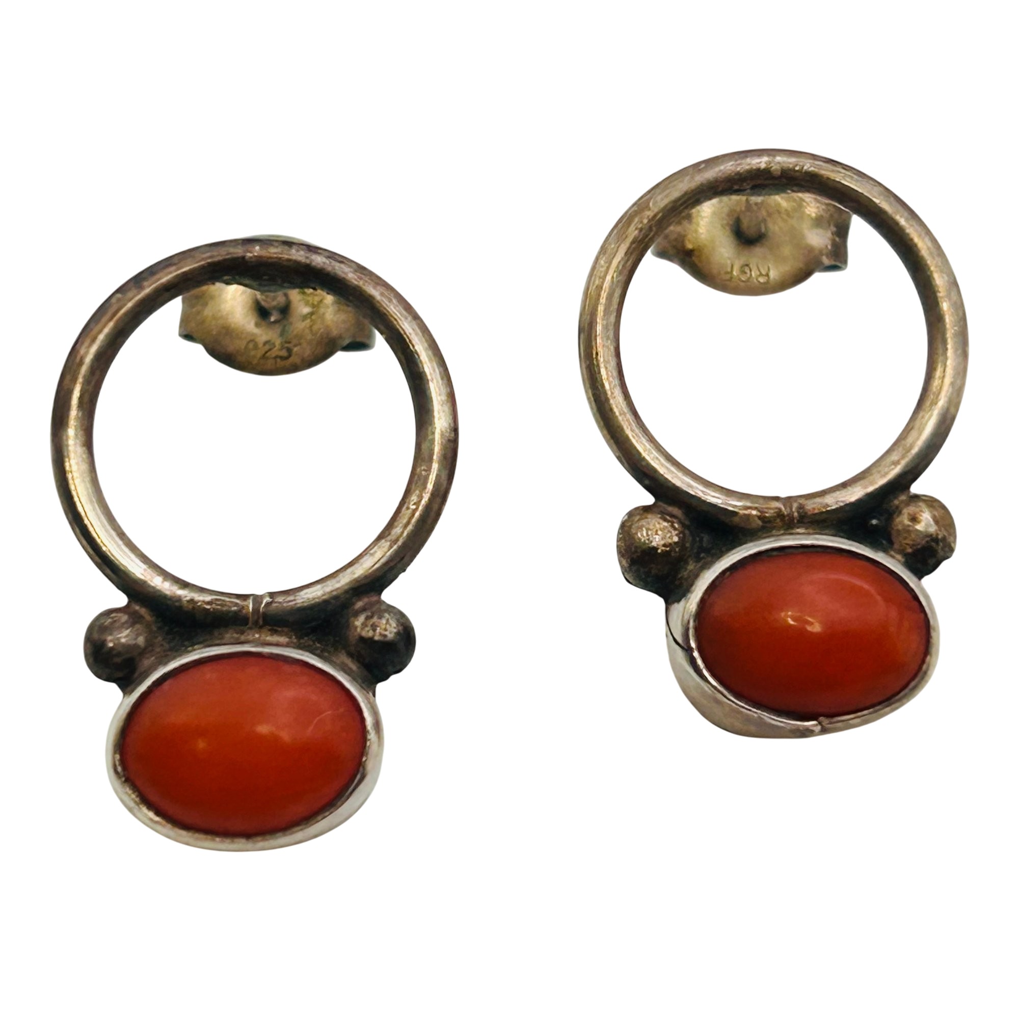 Vintage Navajo Sterling Coral Earrings