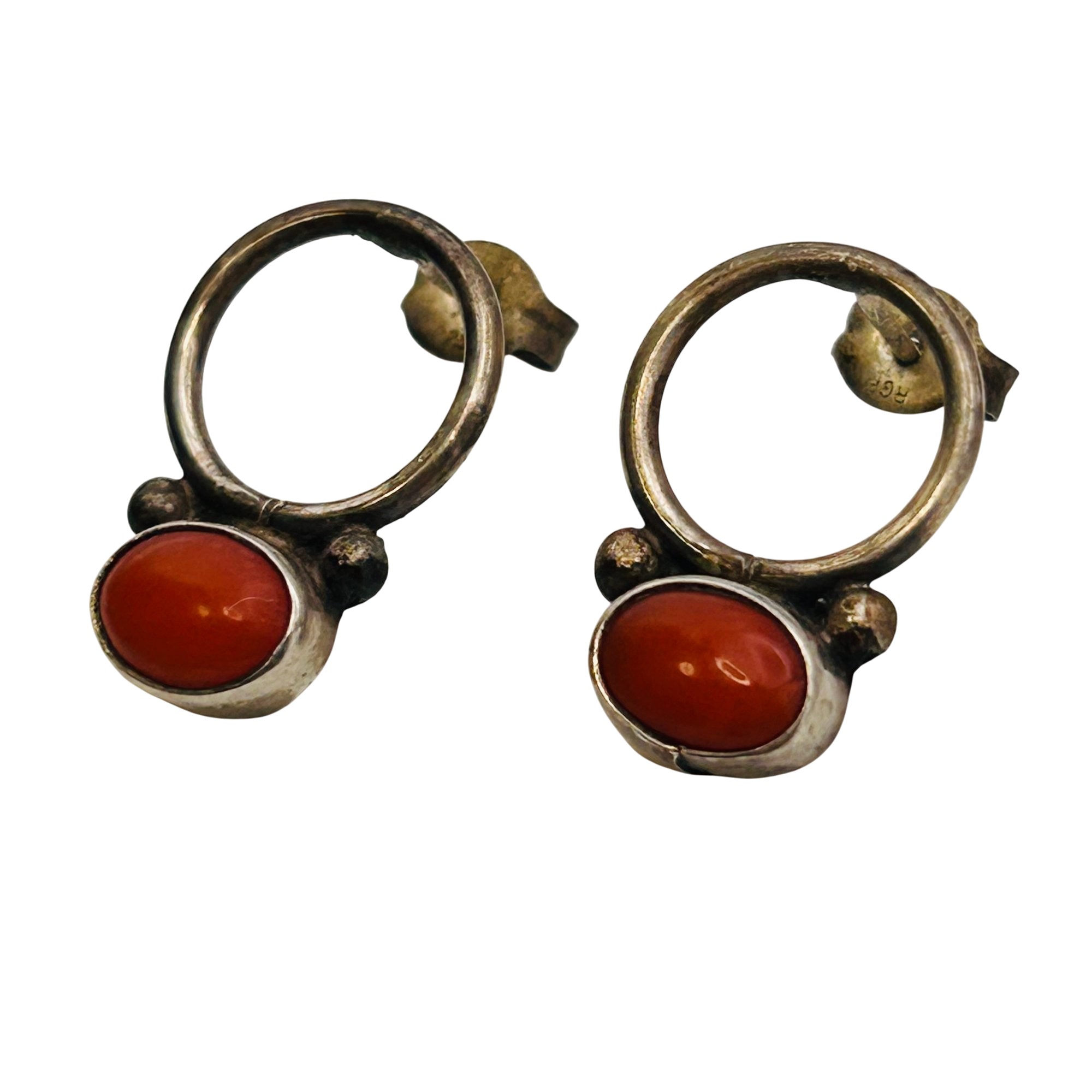 Vintage Navajo Sterling Coral Earrings