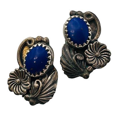 Navajo Sterling Lapis Lazuli Earrings. Navajo sterling lapis lazuli earrings 4.1