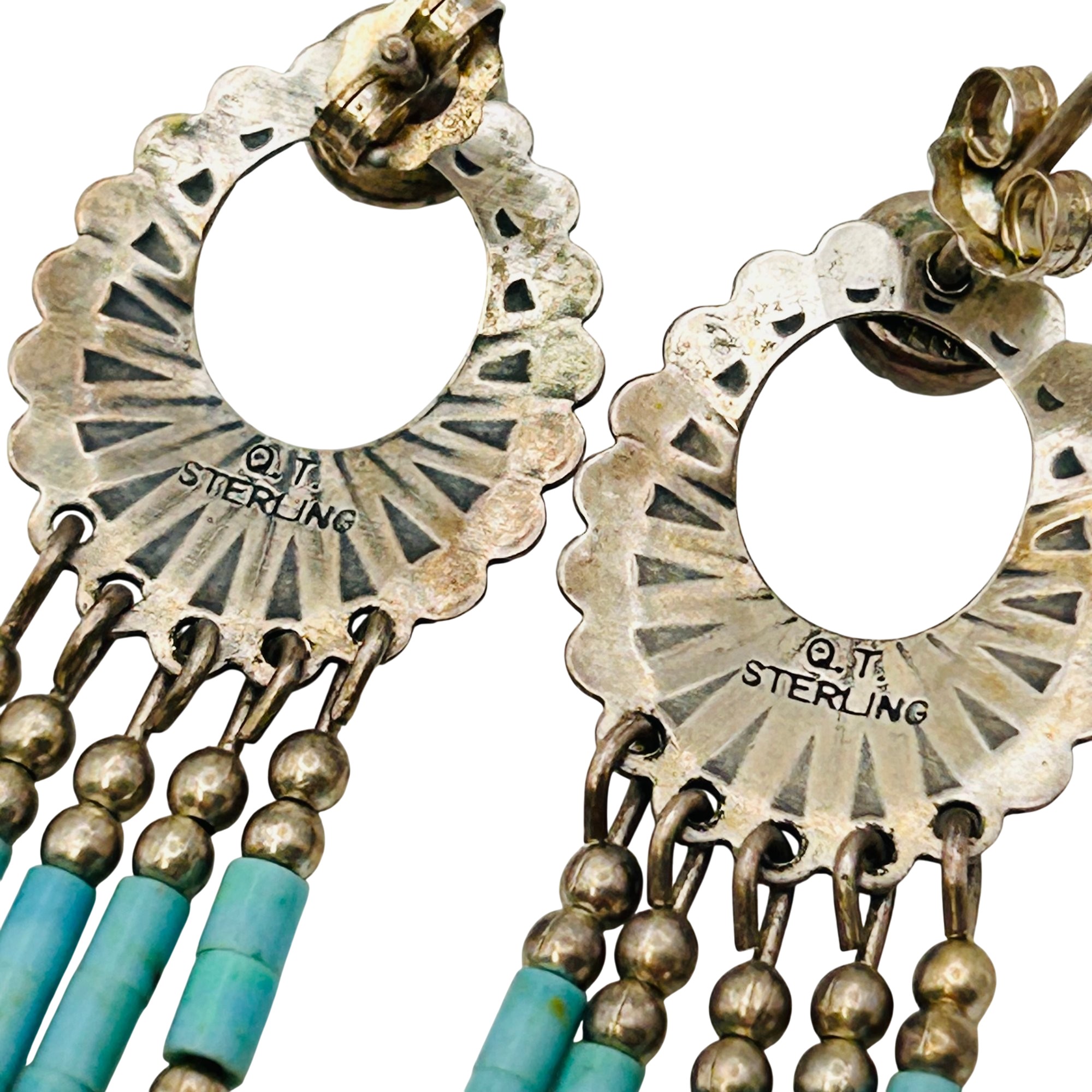 Quoc Trading Sterling Turquoise Dangle Earrings