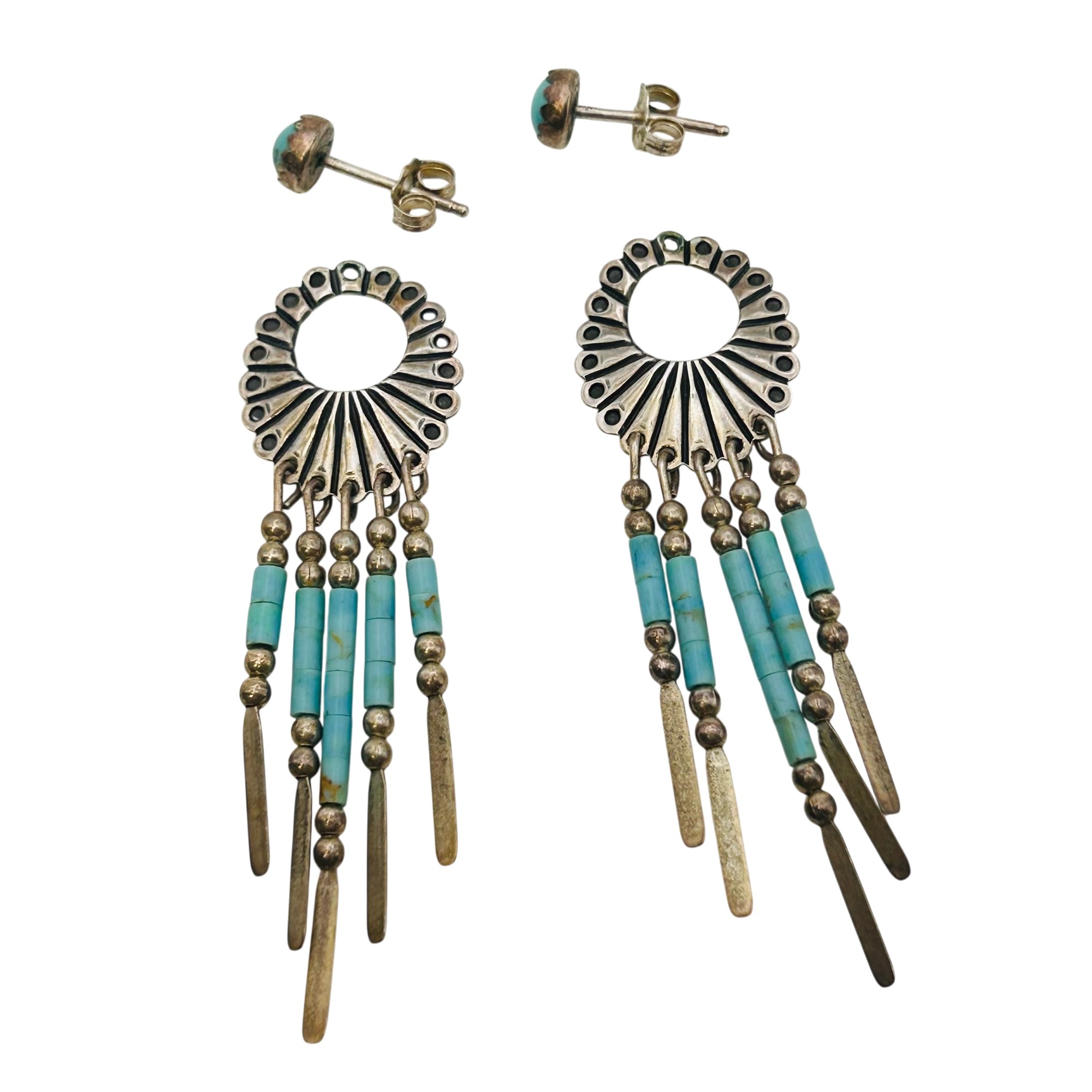 Quoc Trading Sterling Turquoise Dangle Earrings