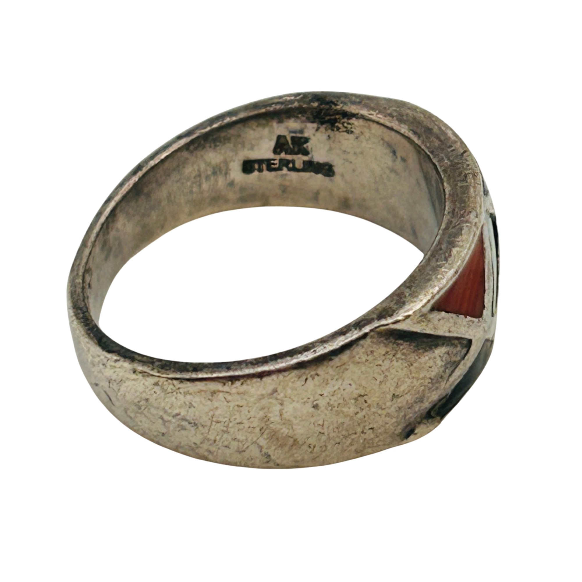 Signed Native Sterling Inlay Multi Stone Ring Sz 6