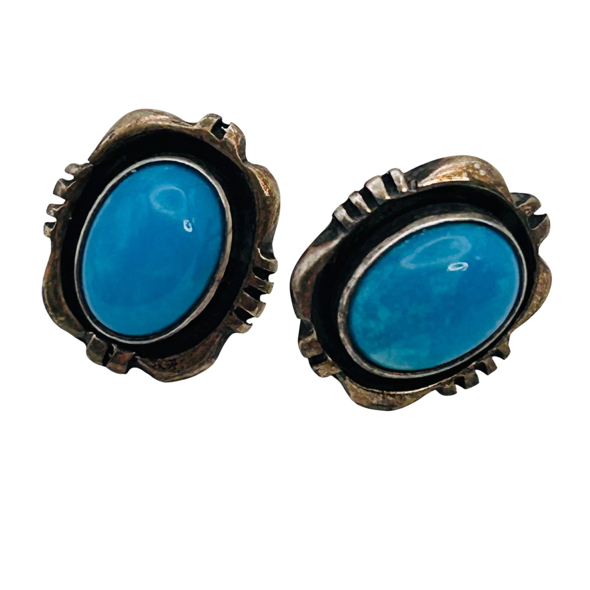 Signed Navajo Sterling Turquoise Earrings