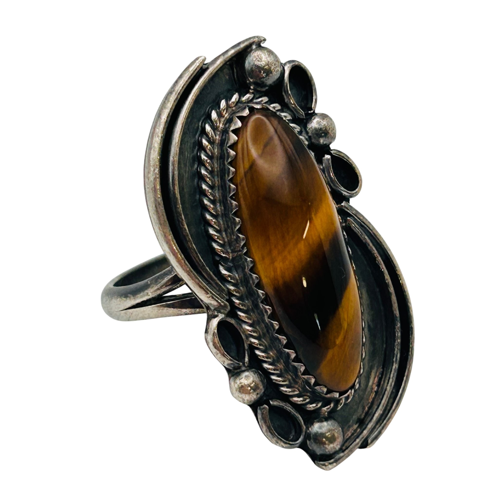 Navajo Sterling Tigers Eye Ring Sz 7