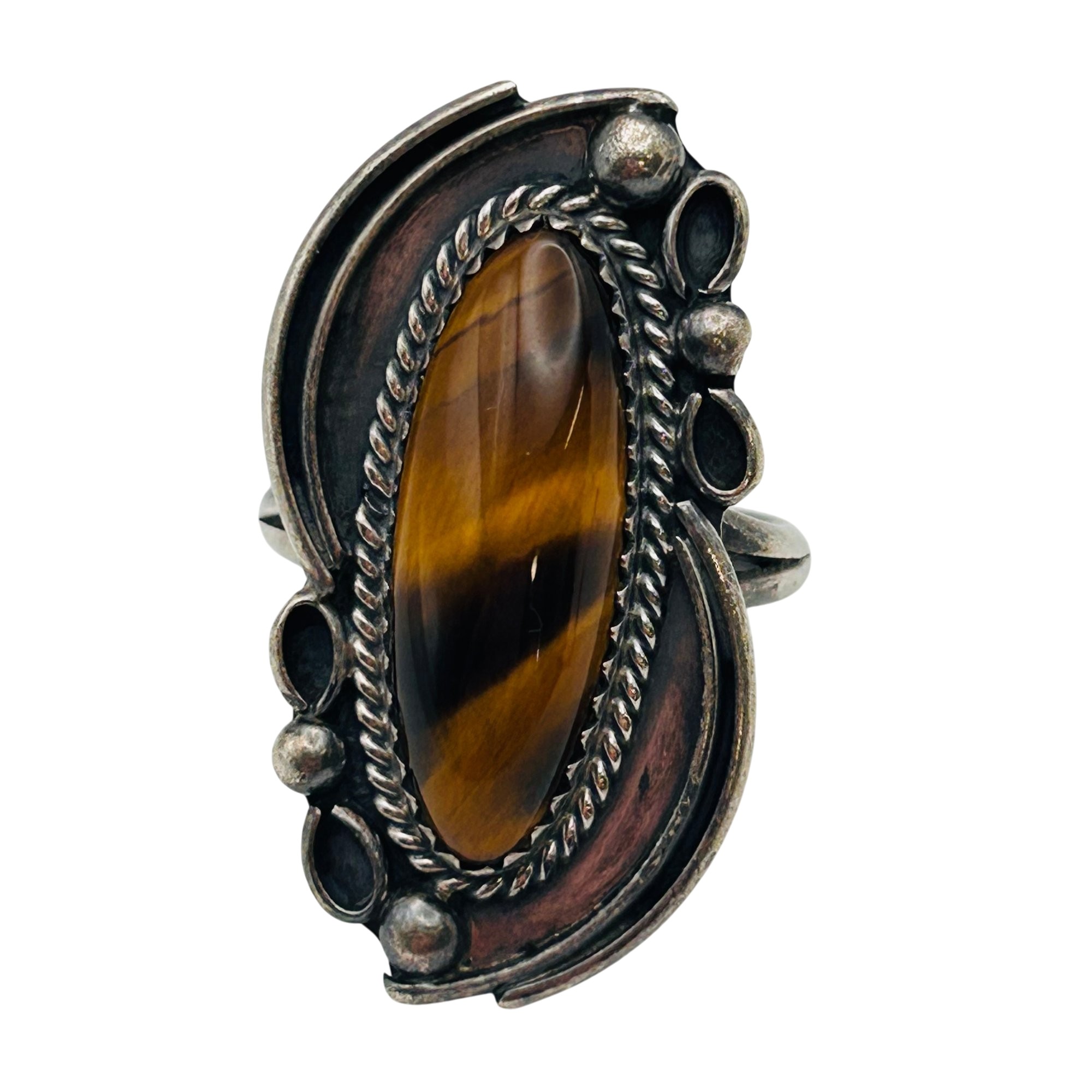 Navajo Sterling Tigers Eye Ring Sz 7