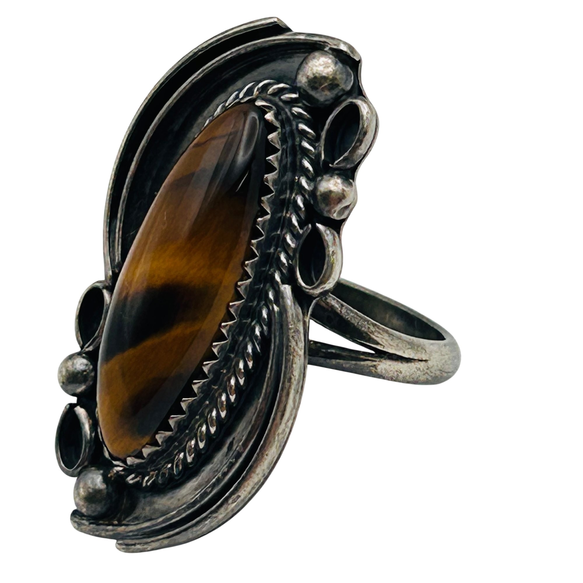 Navajo Sterling Tigers Eye Ring Sz 7