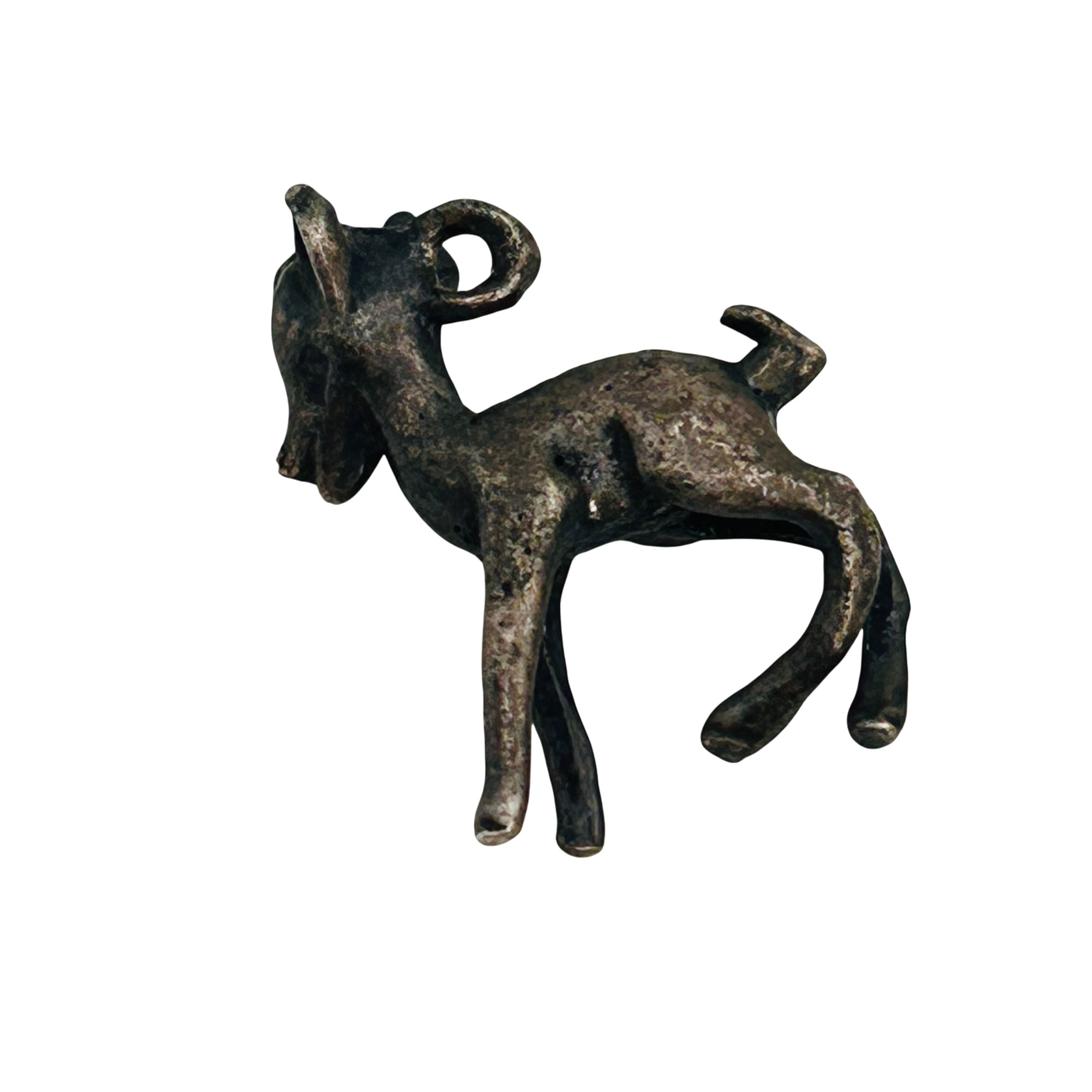 Vintage Native Sterling Turquoise Fawn Pendant