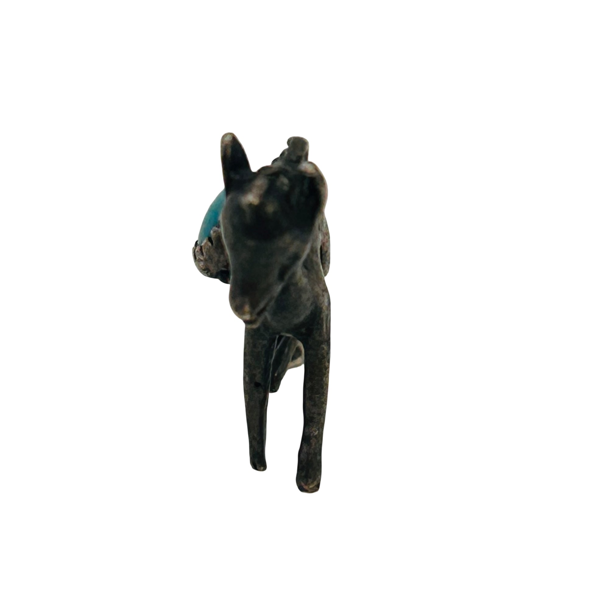 Vintage Native Sterling Turquoise Fawn Pendant