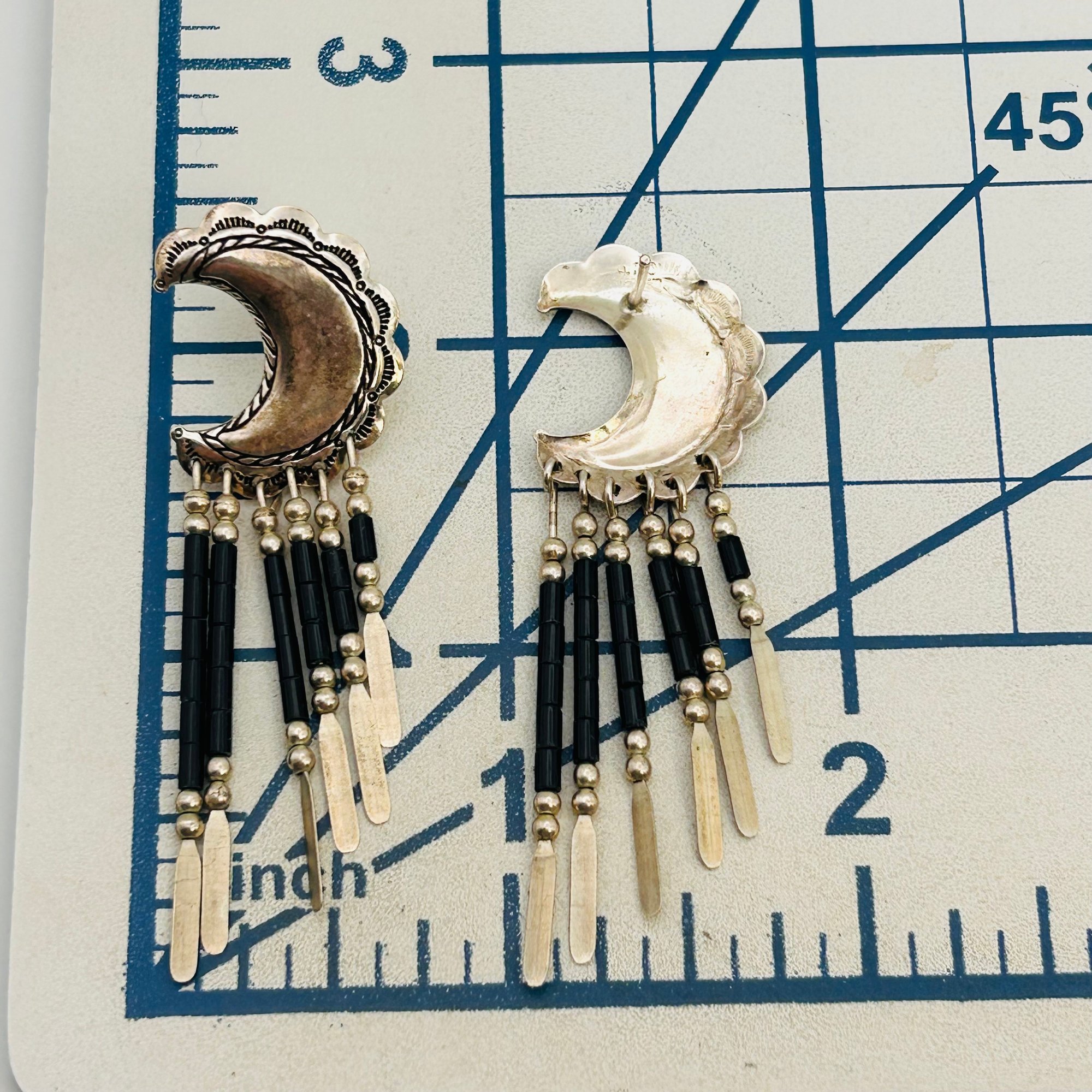 Quoc Trading Sterling Moon Dangle Earrings