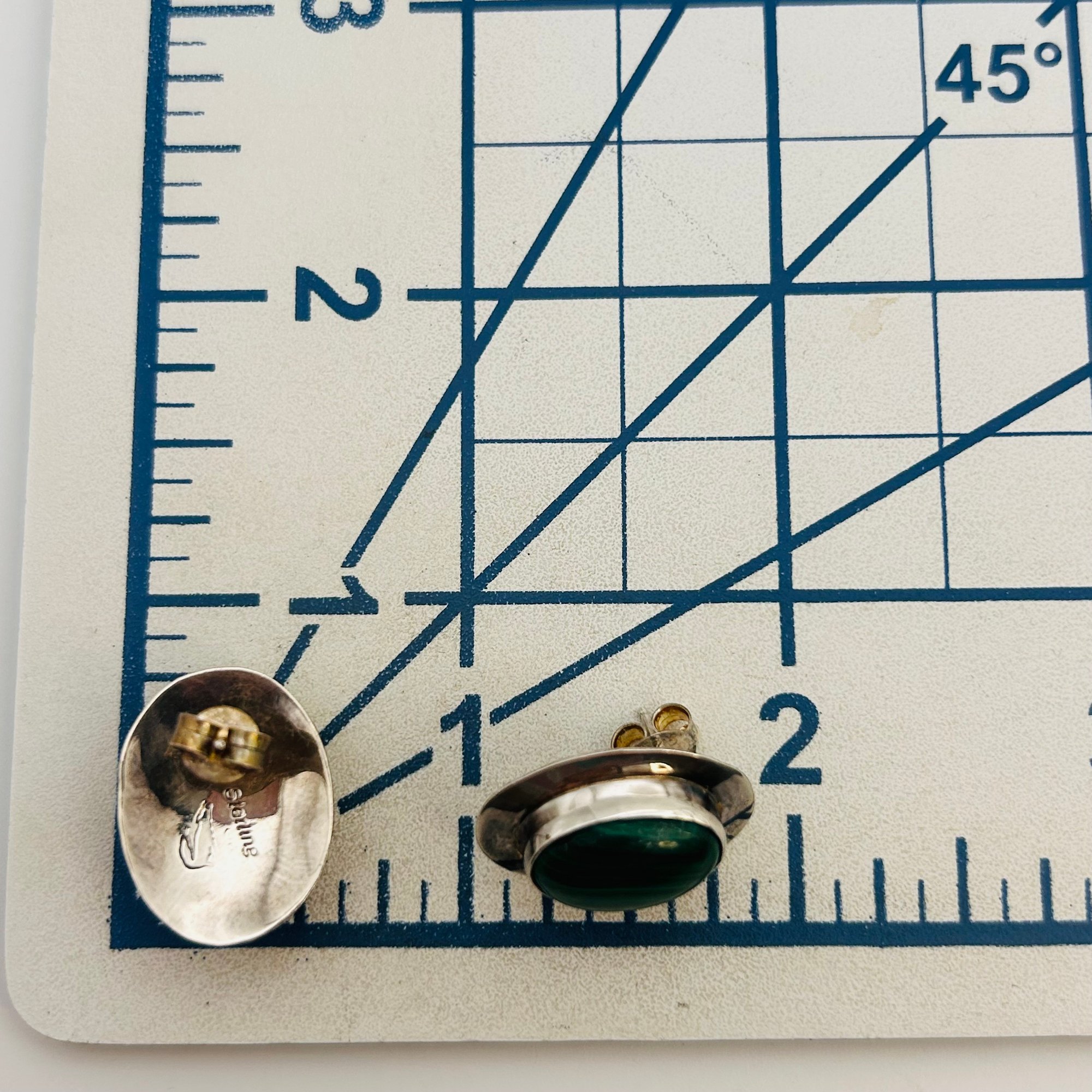Signed Navajo Sterling Malachite Earrings