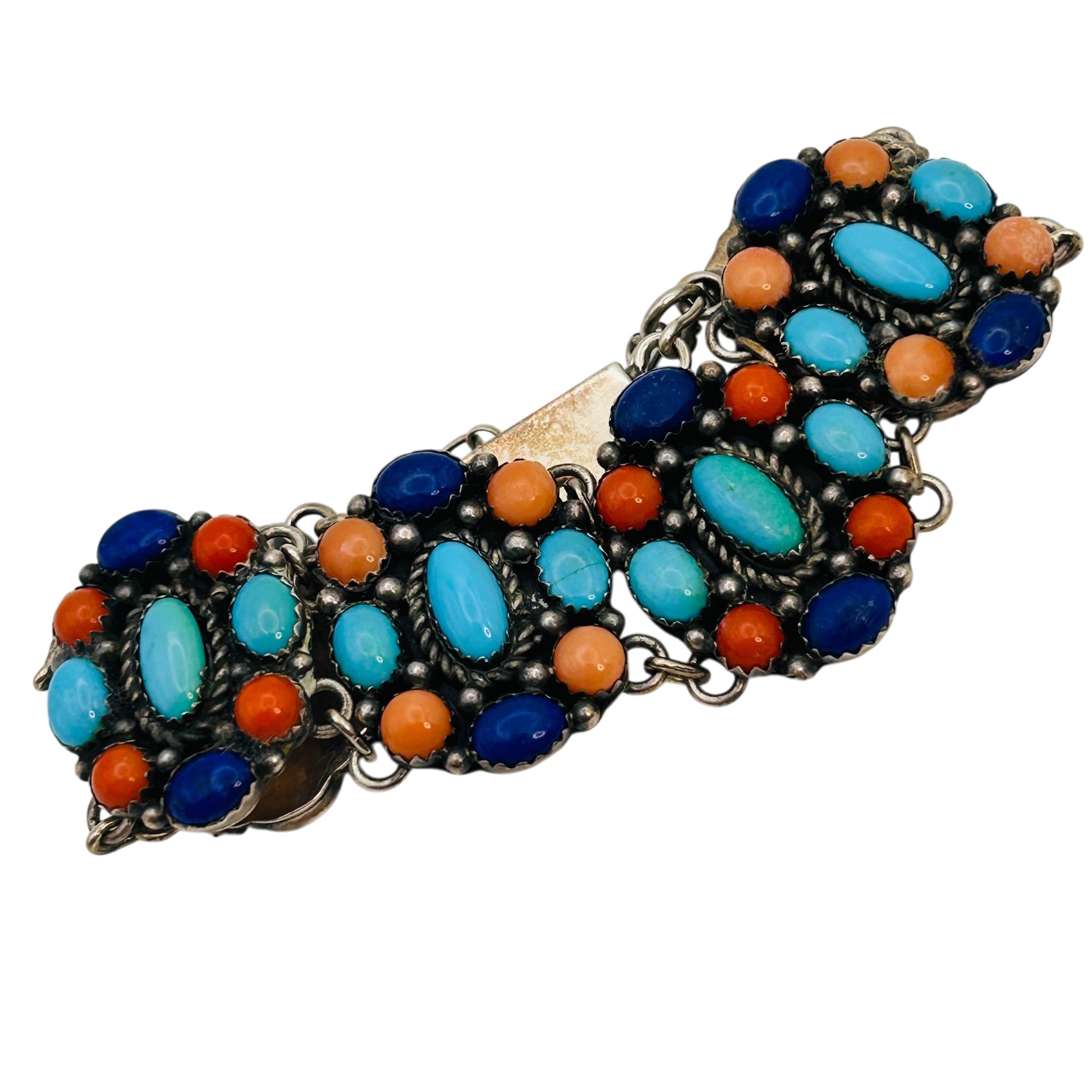 Navajo Sterling Linked Multi-Stone Bracelet