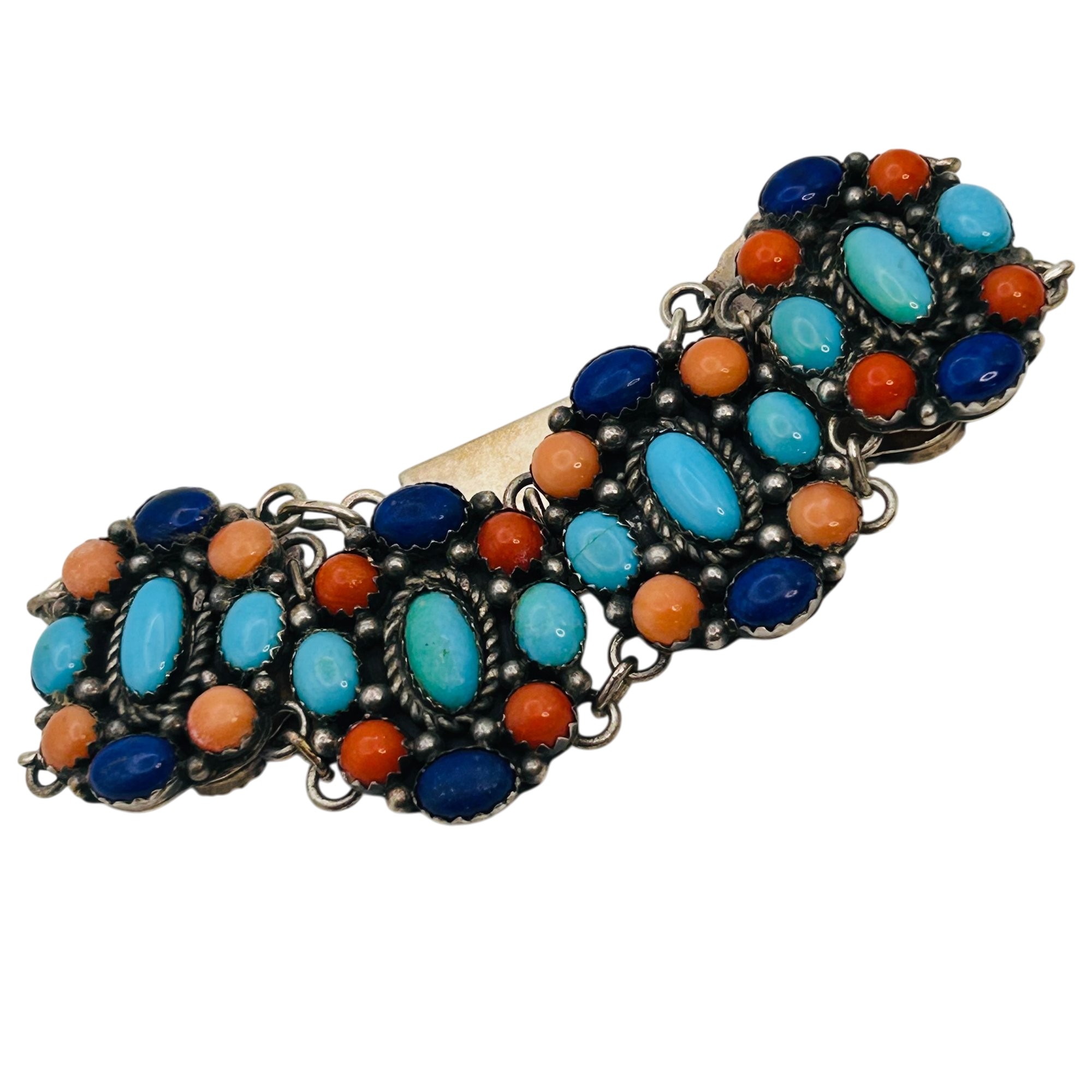 Navajo Sterling Linked Multi-Stone Bracelet