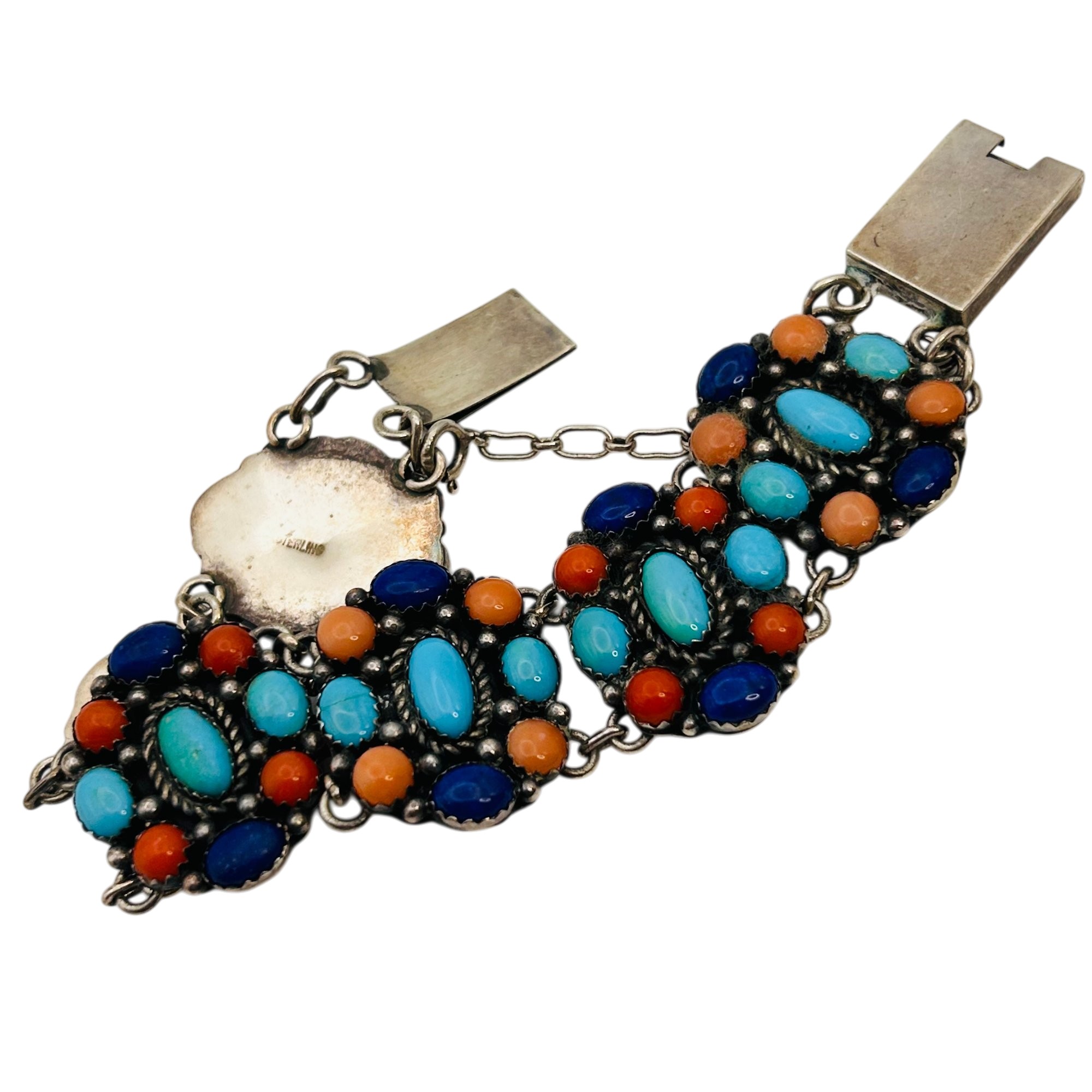 Navajo Sterling Linked Multi-Stone Bracelet