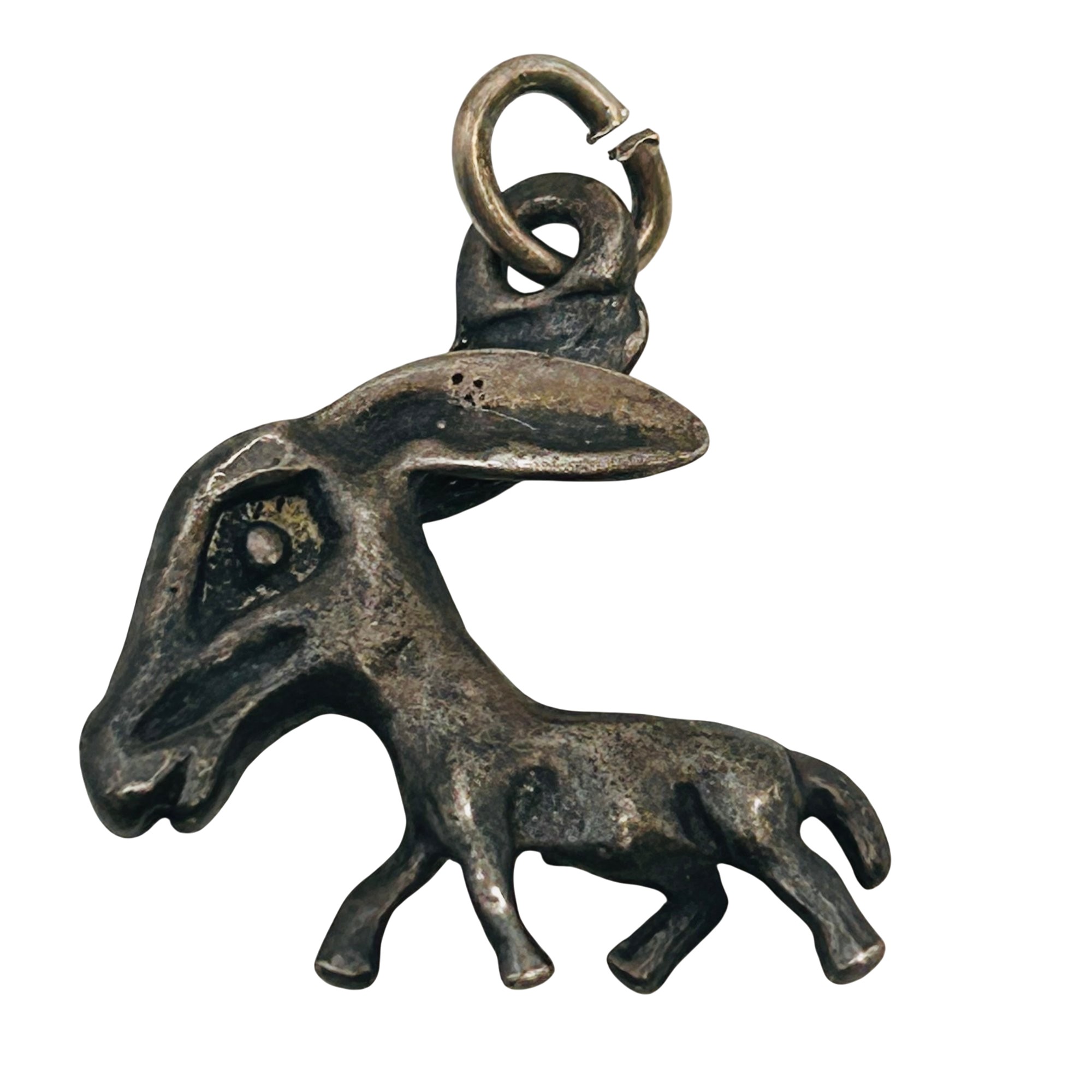 Vintage Southwest Sterling Turquoise Donkey Pendant