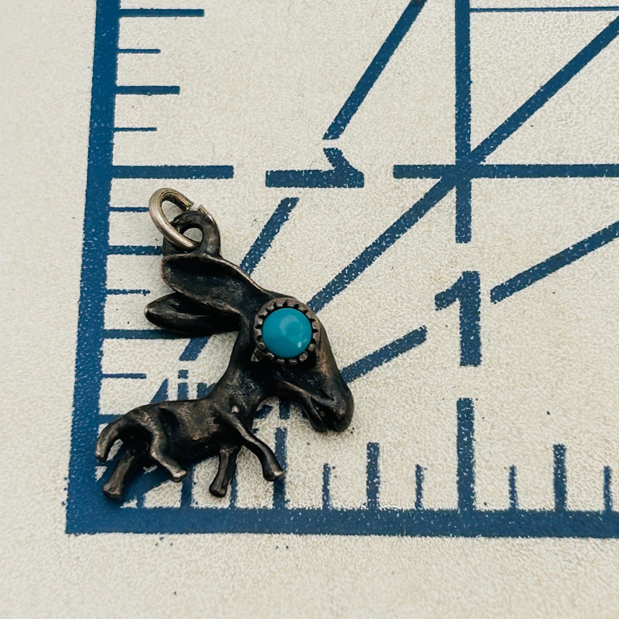 Vintage Southwest Sterling Turquoise Donkey Pendant