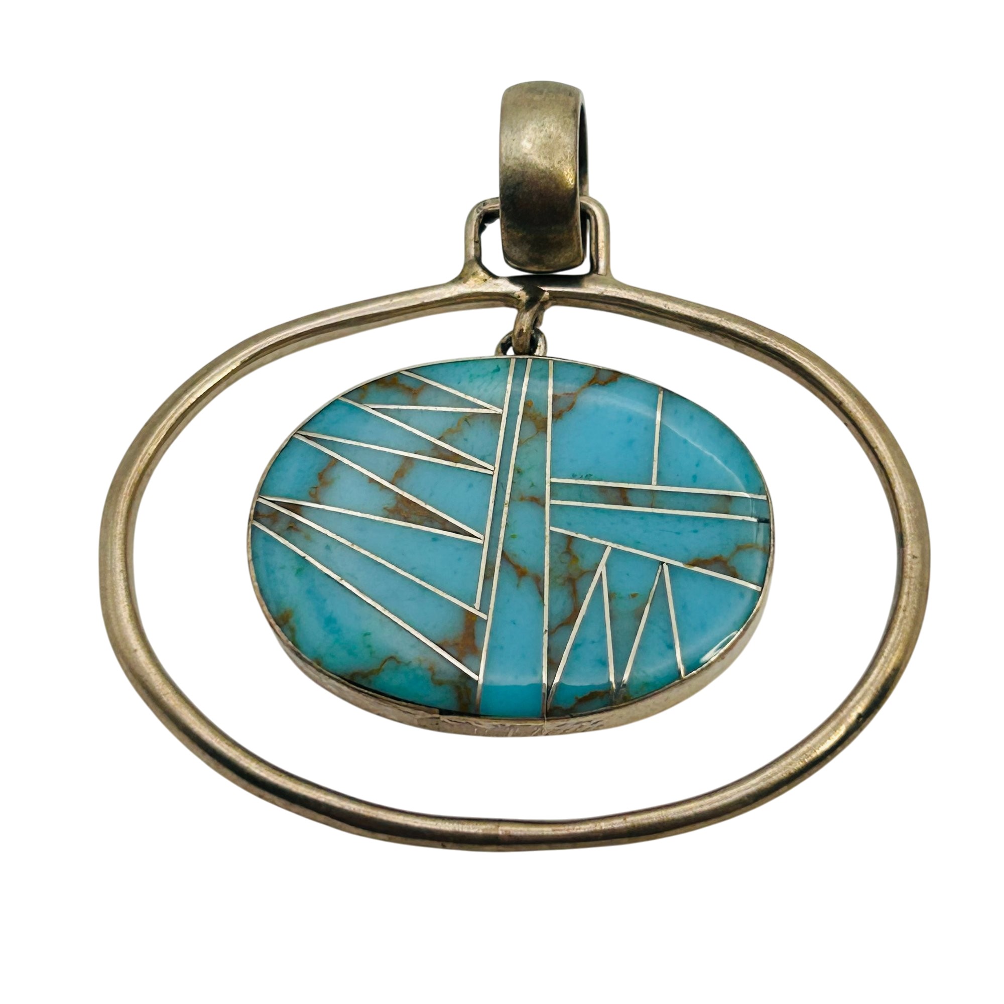 Sterling Inlay Turquoise Pendant