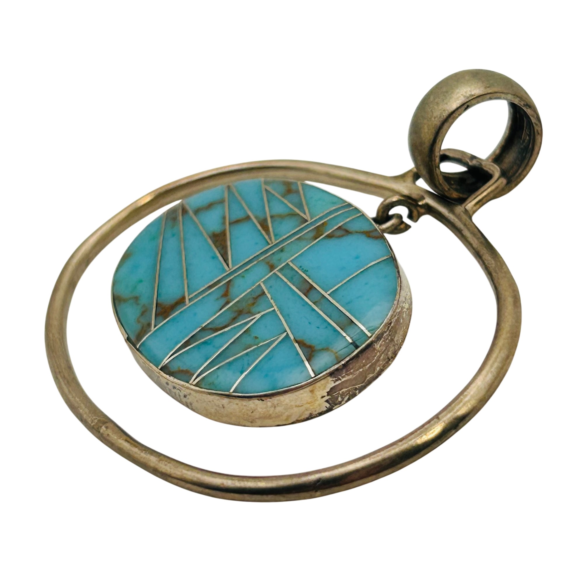 Sterling Inlay Turquoise Pendant