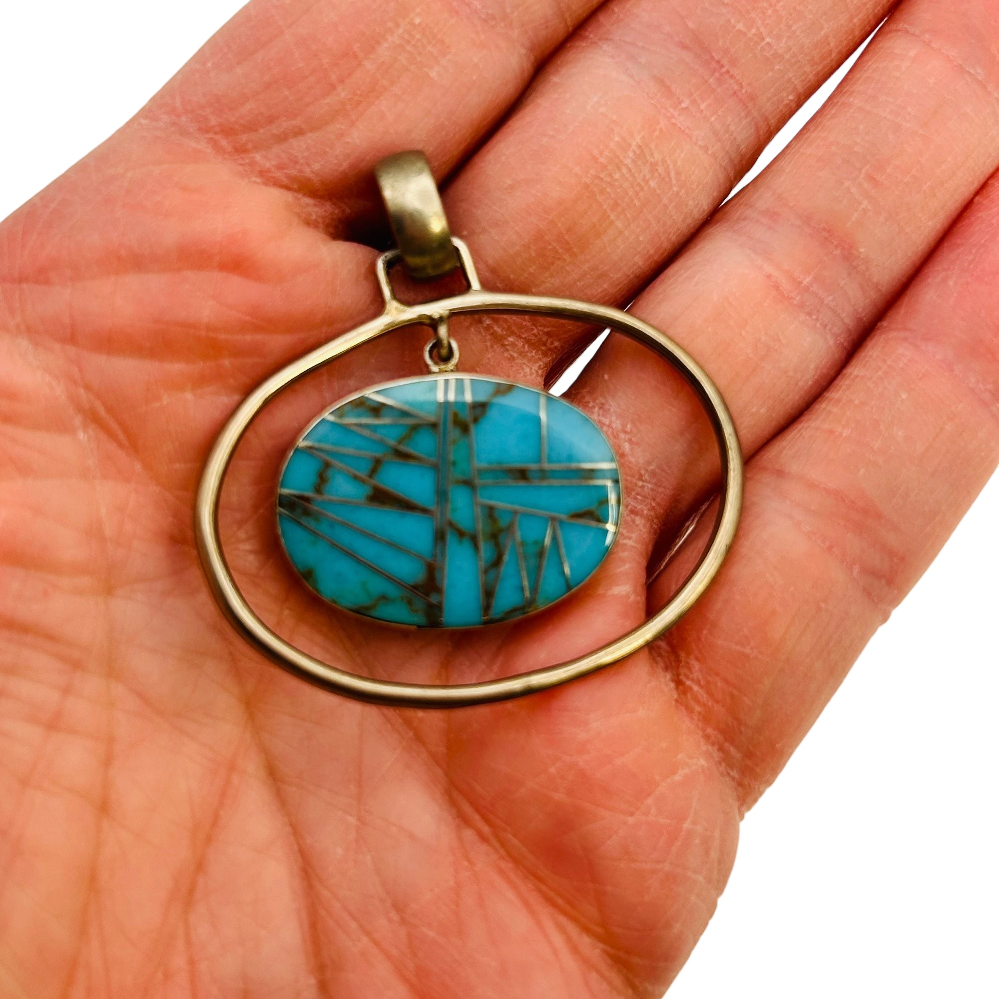 Sterling Inlay Turquoise Pendant