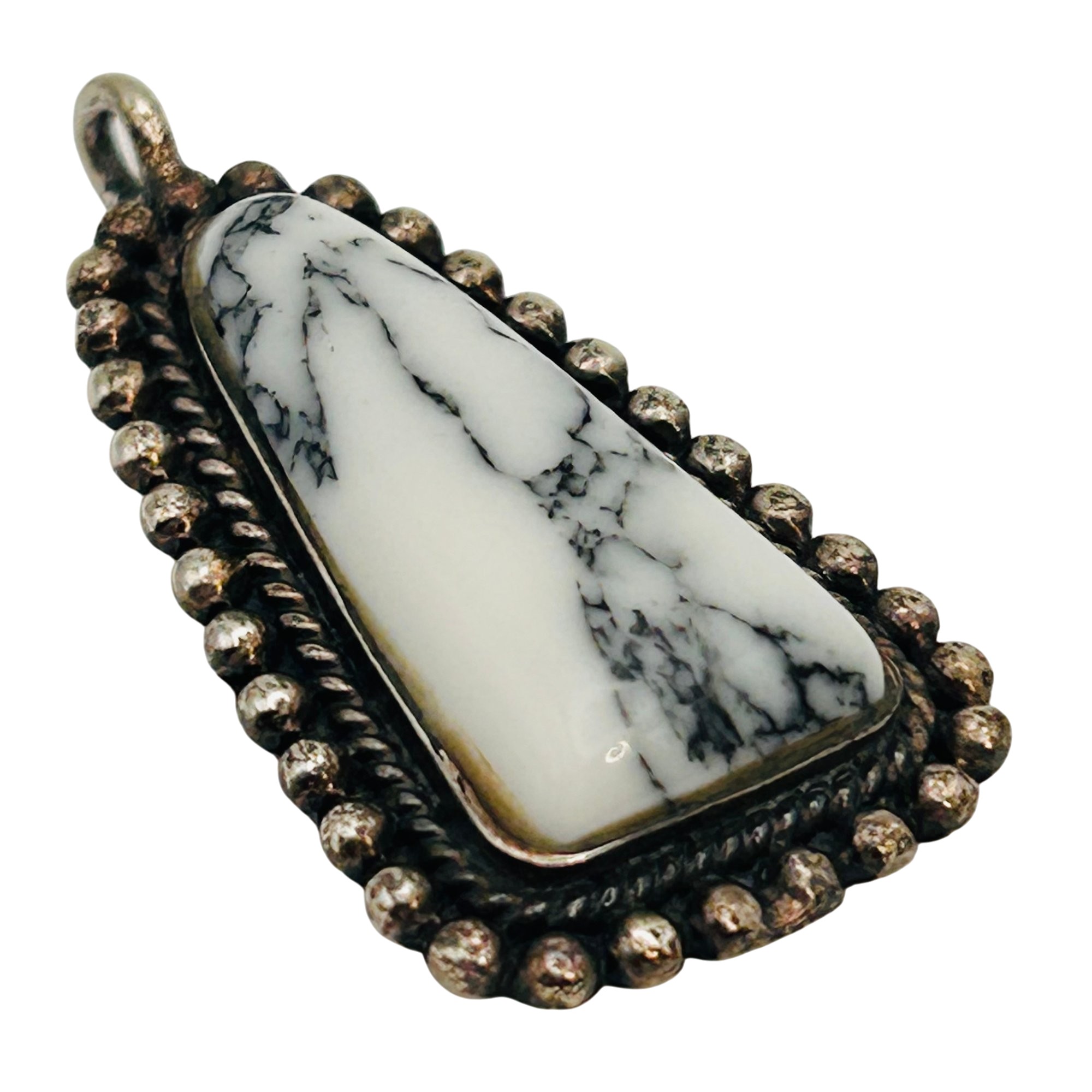 Navajo Sterling White Buffalo Pendant