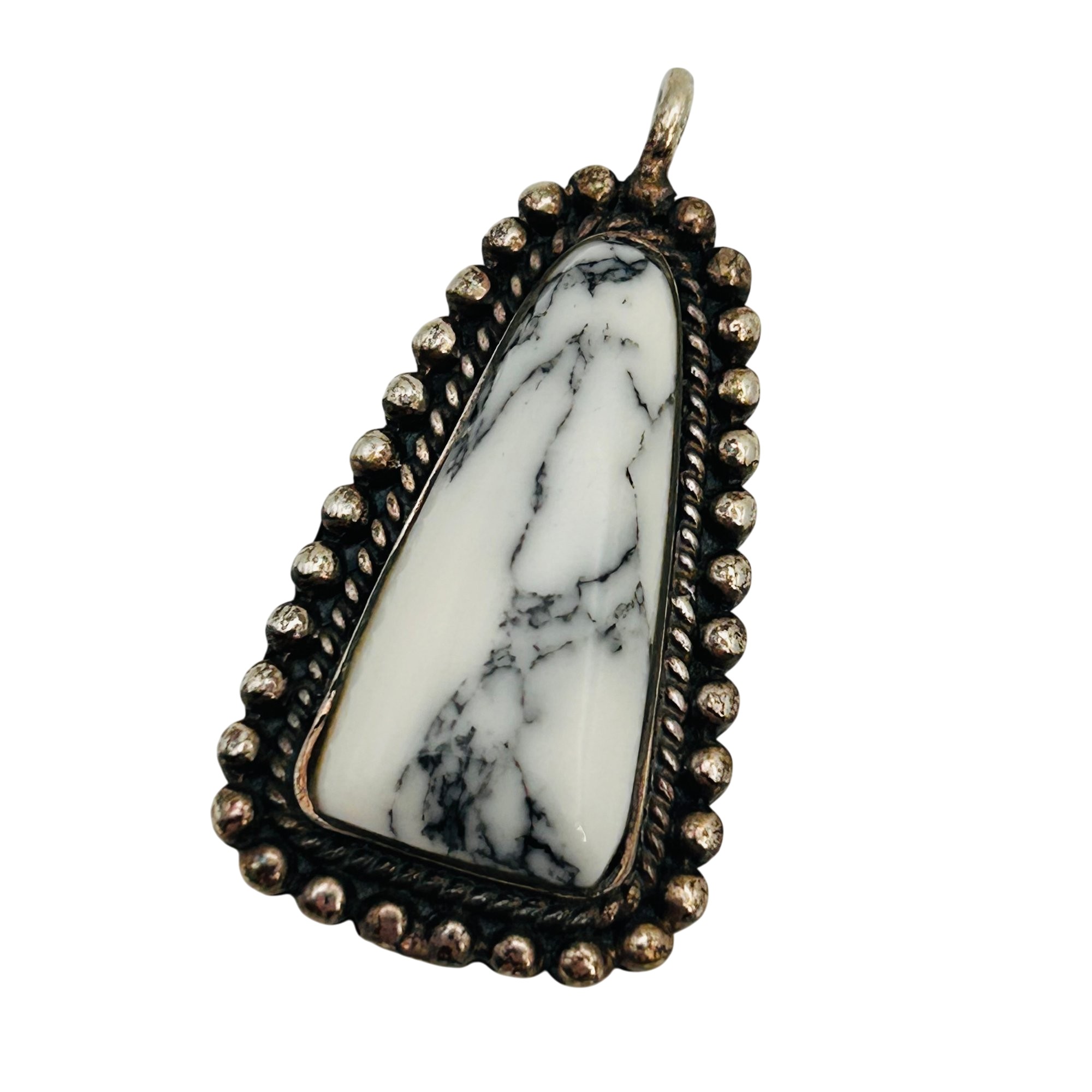 Navajo Sterling White Buffalo Pendant