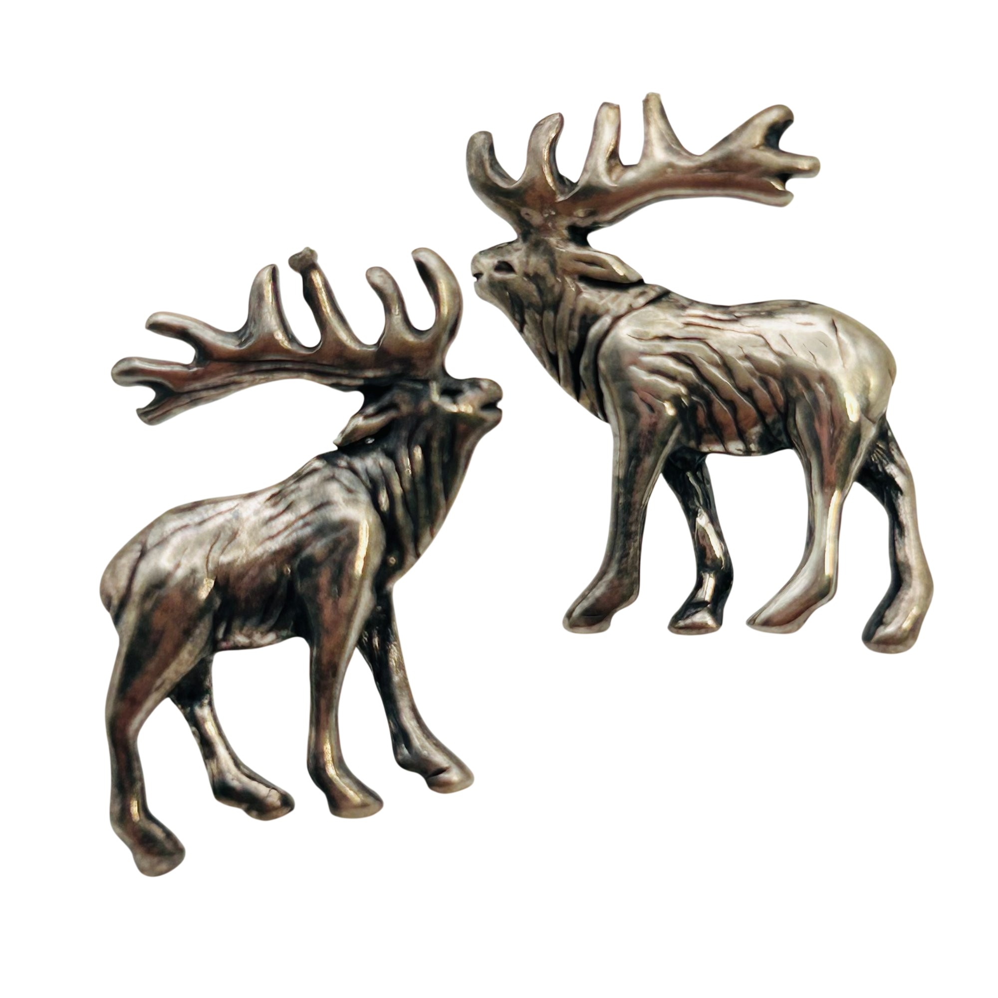 Navajo Glenn And Irene Sandoval Sterling Elk Earrings