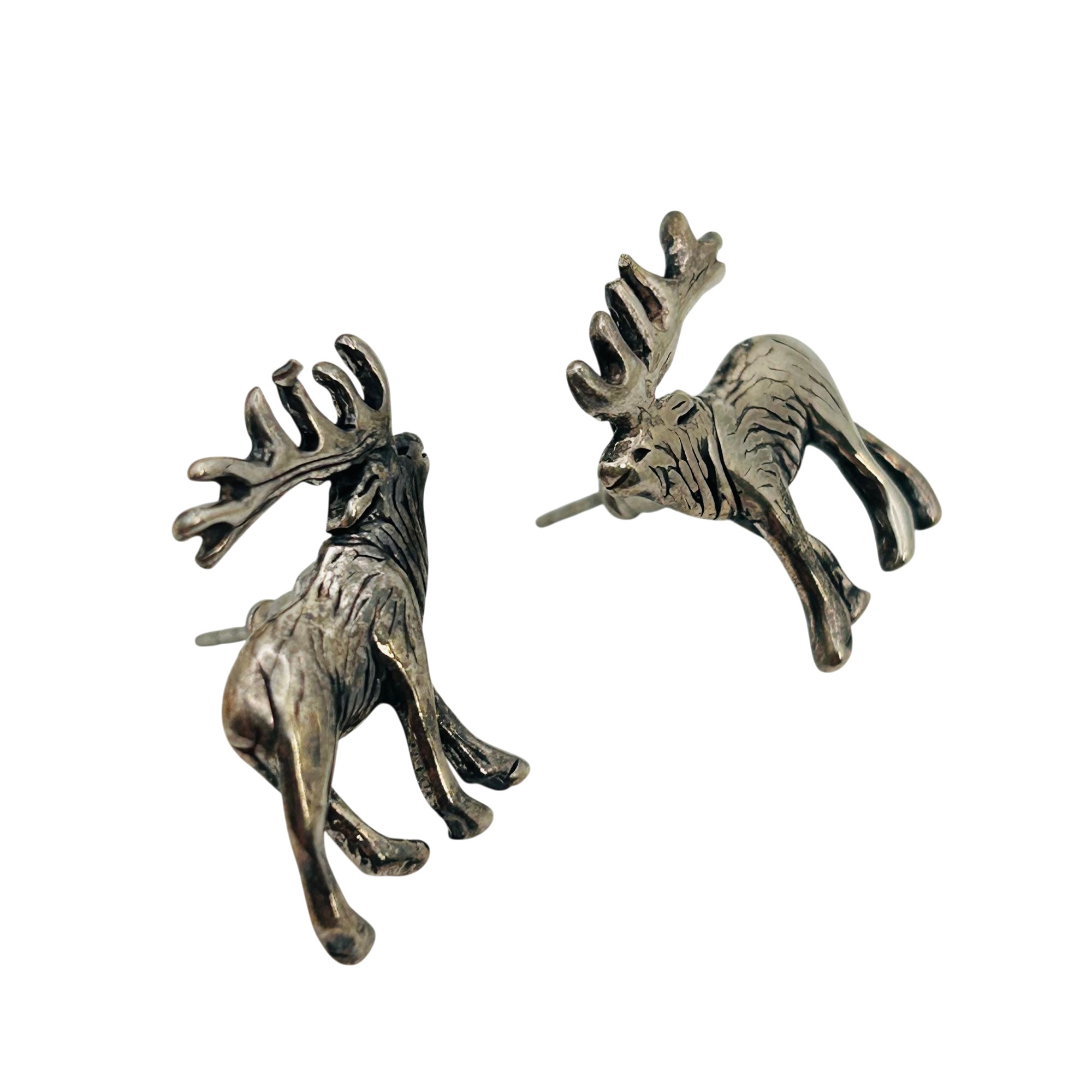 Navajo Glenn And Irene Sandoval Sterling Elk Earrings