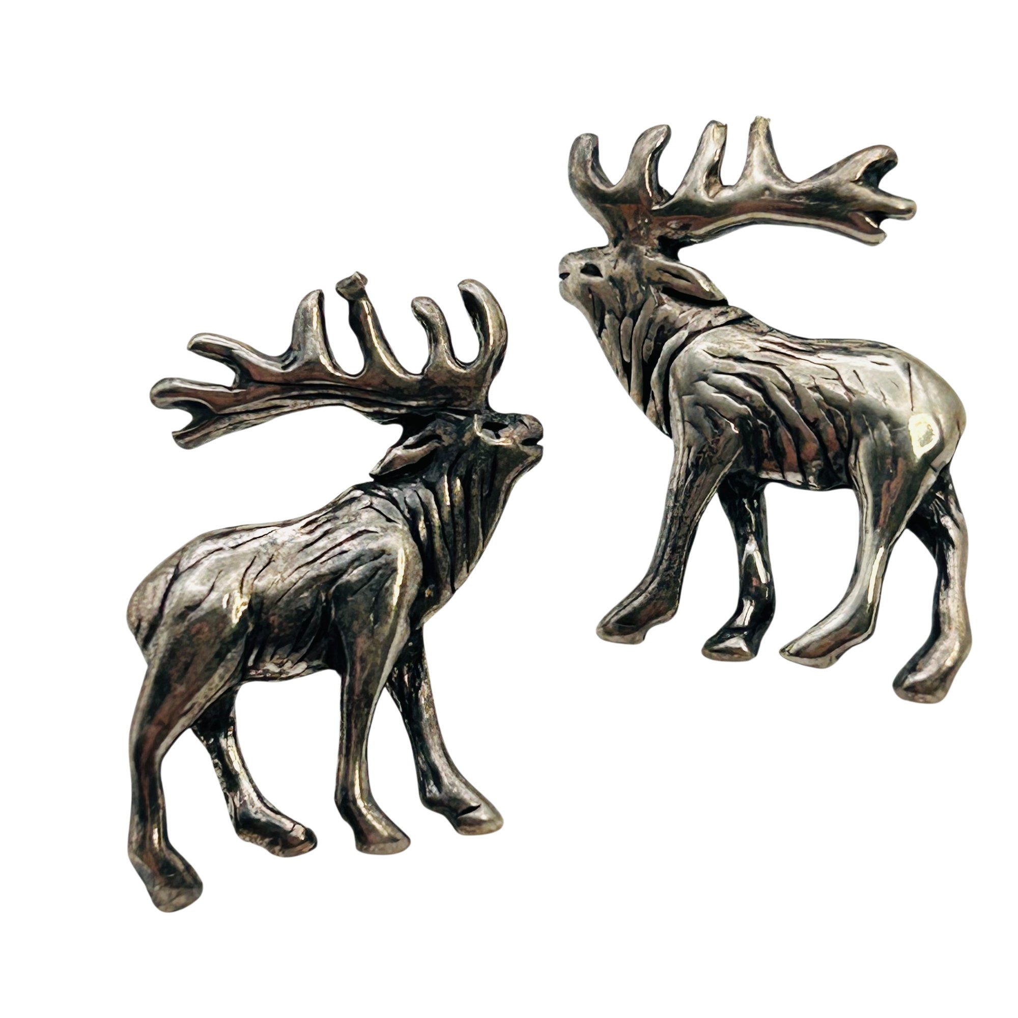 Navajo Glenn And Irene Sandoval Sterling Elk Earrings