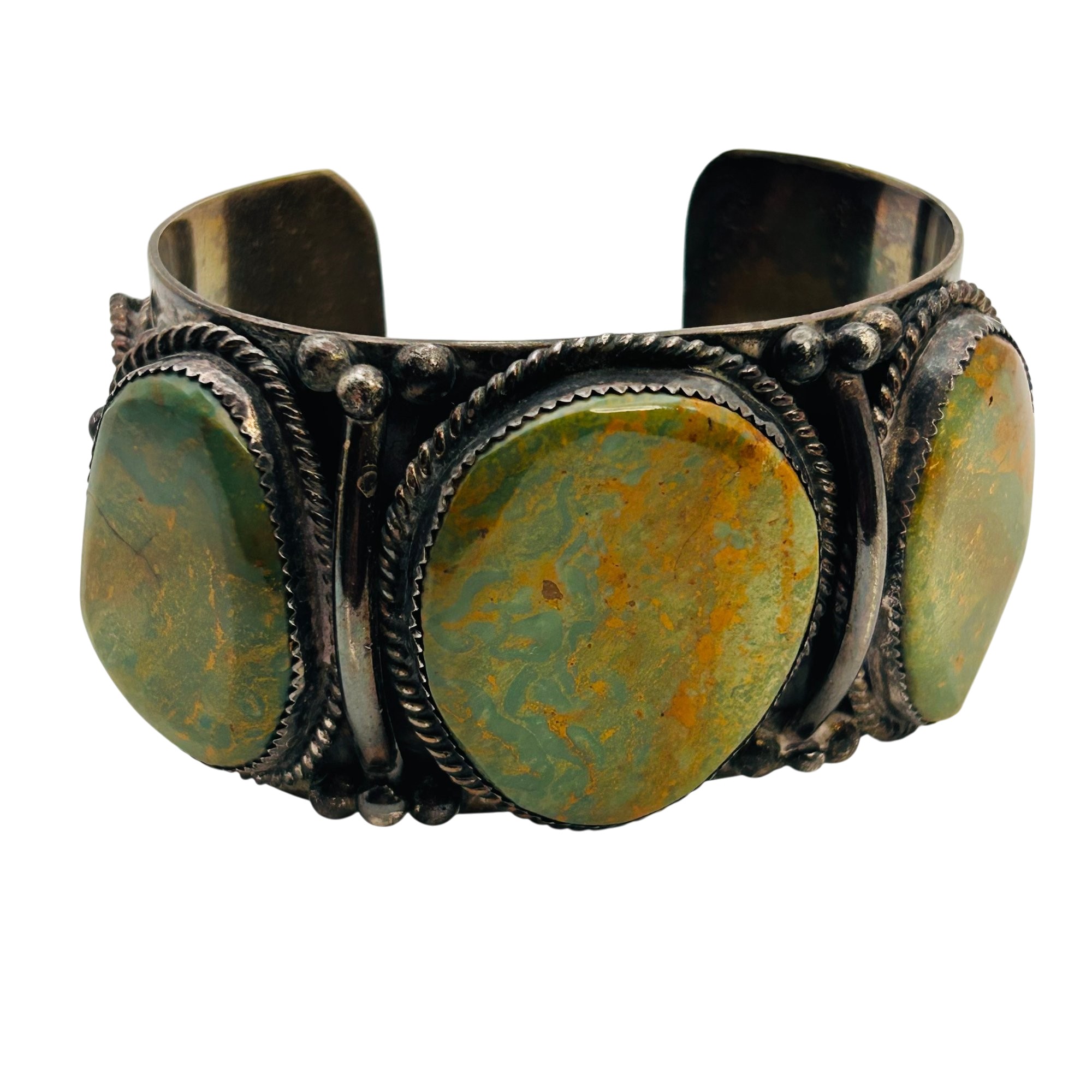 Signed J Navajo Sterling Royston Turquoise Cuff Bracelet