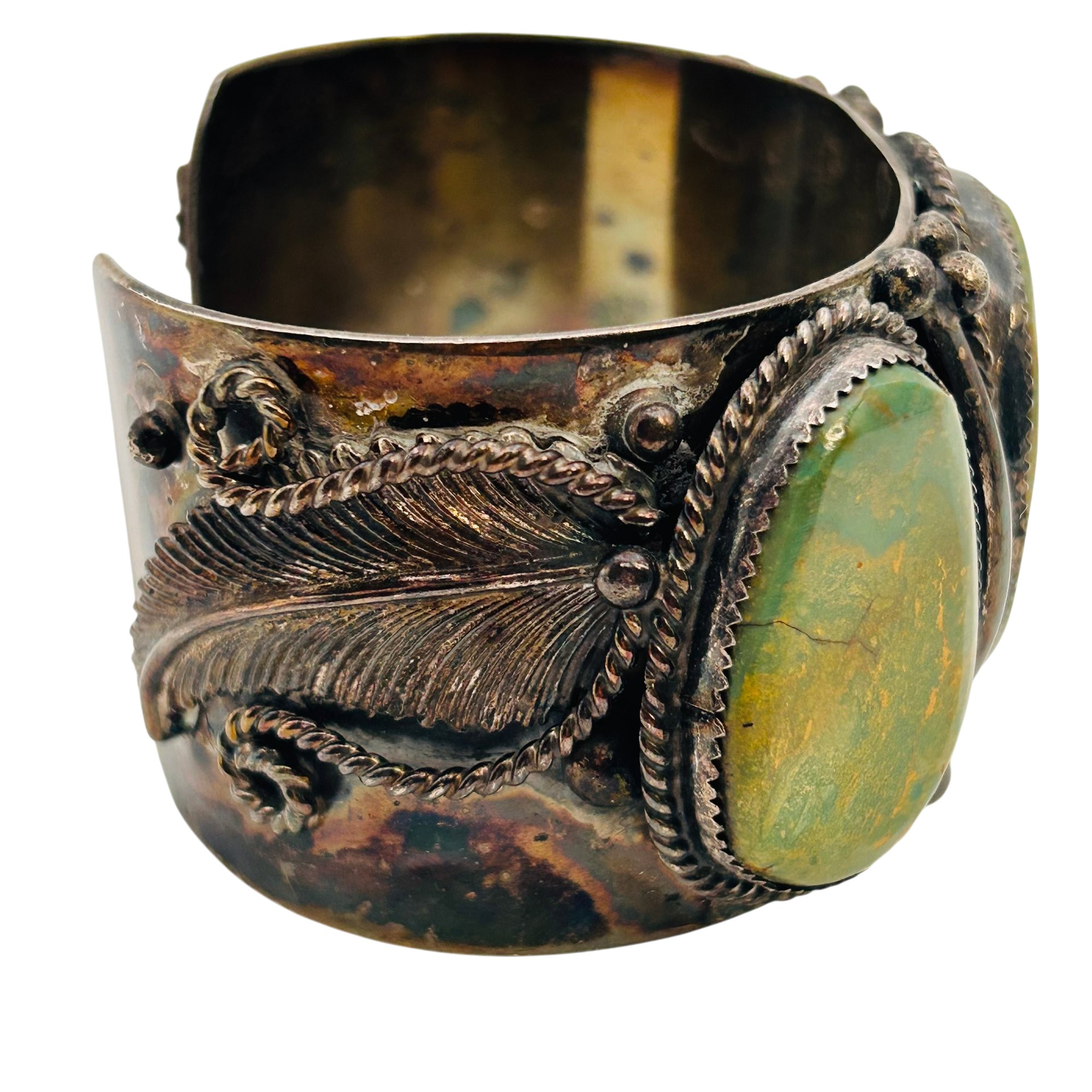 Signed J Navajo Sterling Royston Turquoise Cuff Bracelet
