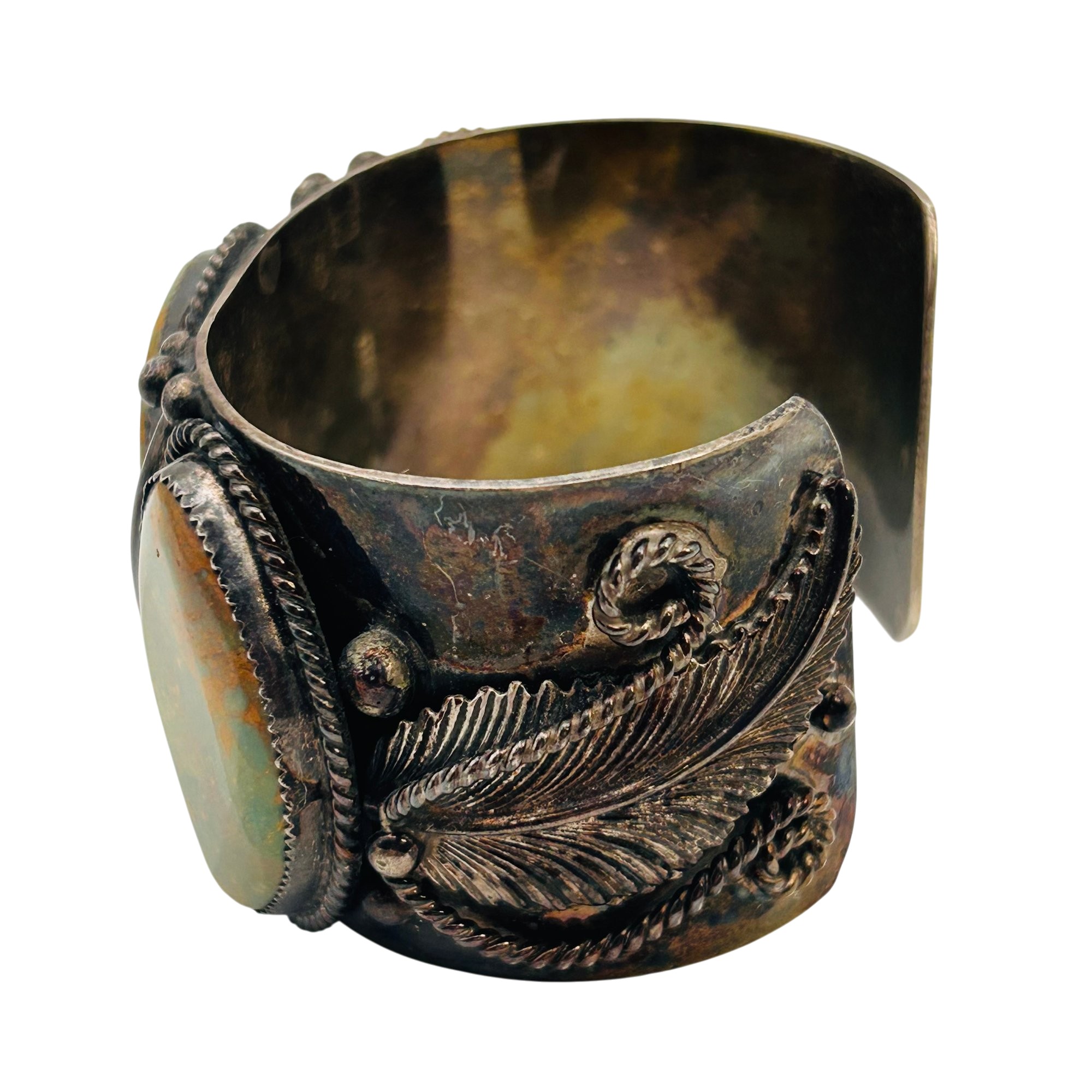 Signed J Navajo Sterling Royston Turquoise Cuff Bracelet