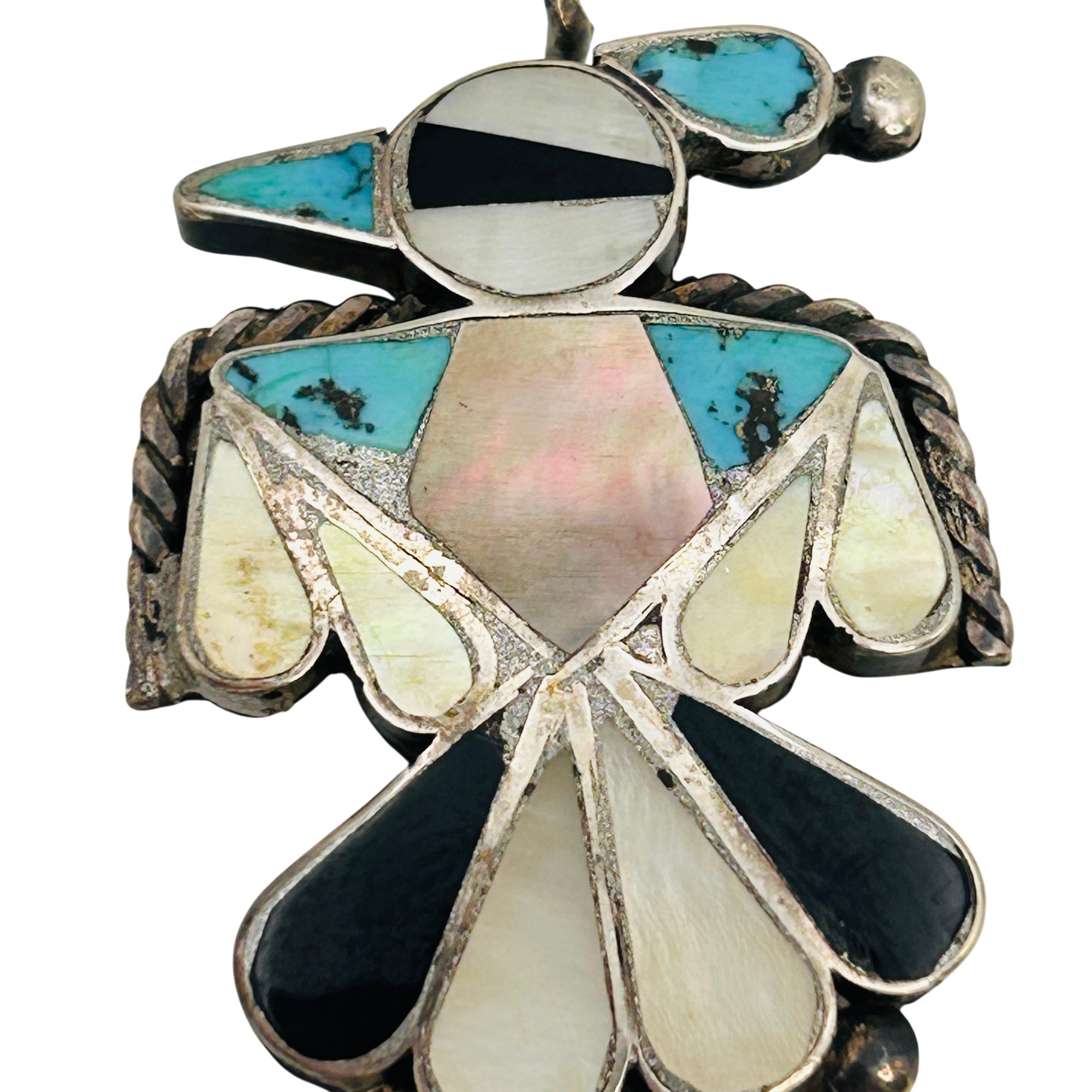 Vintage Zuni Sterling Inlay Stone Bird Pendant