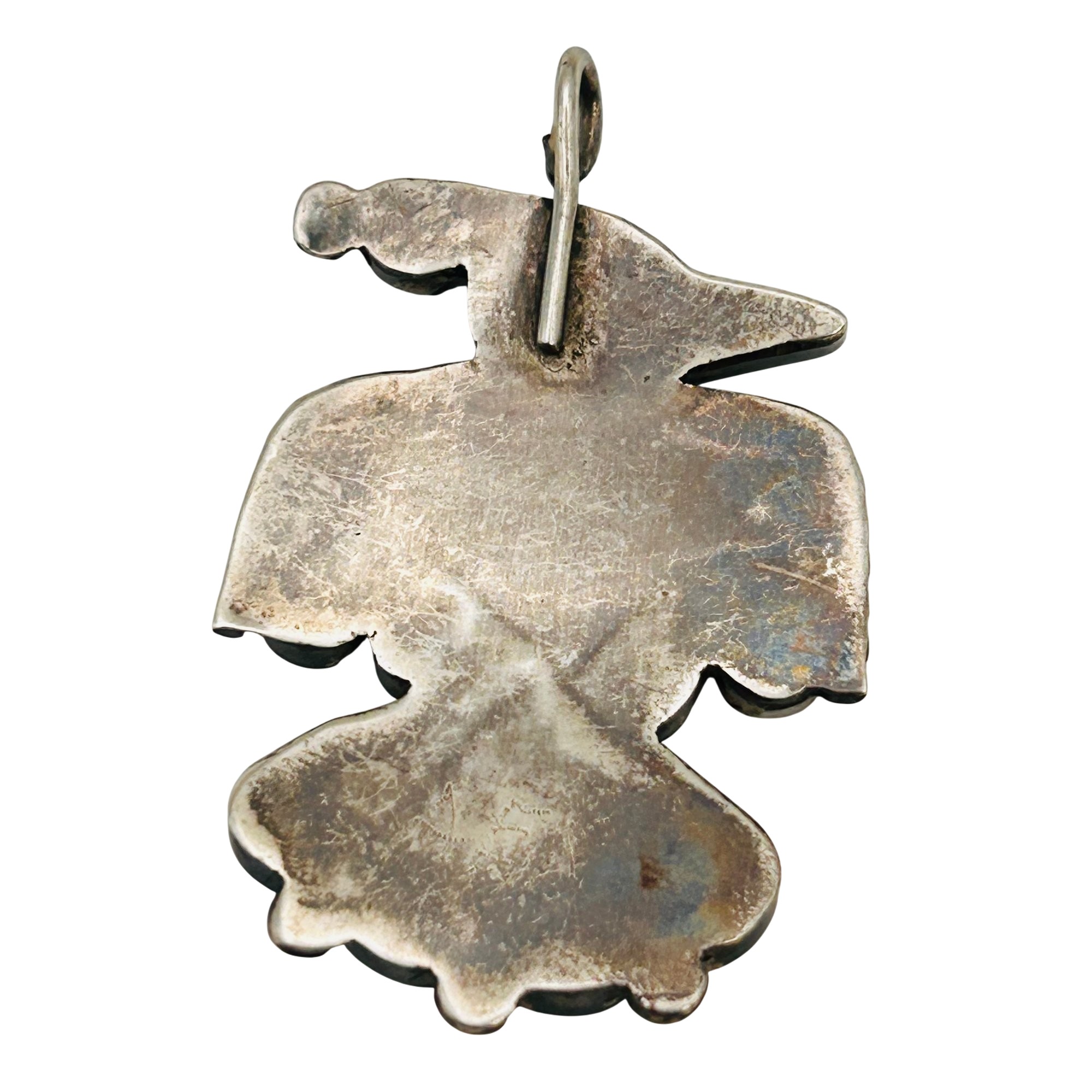 Vintage Zuni Sterling Inlay Stone Bird Pendant