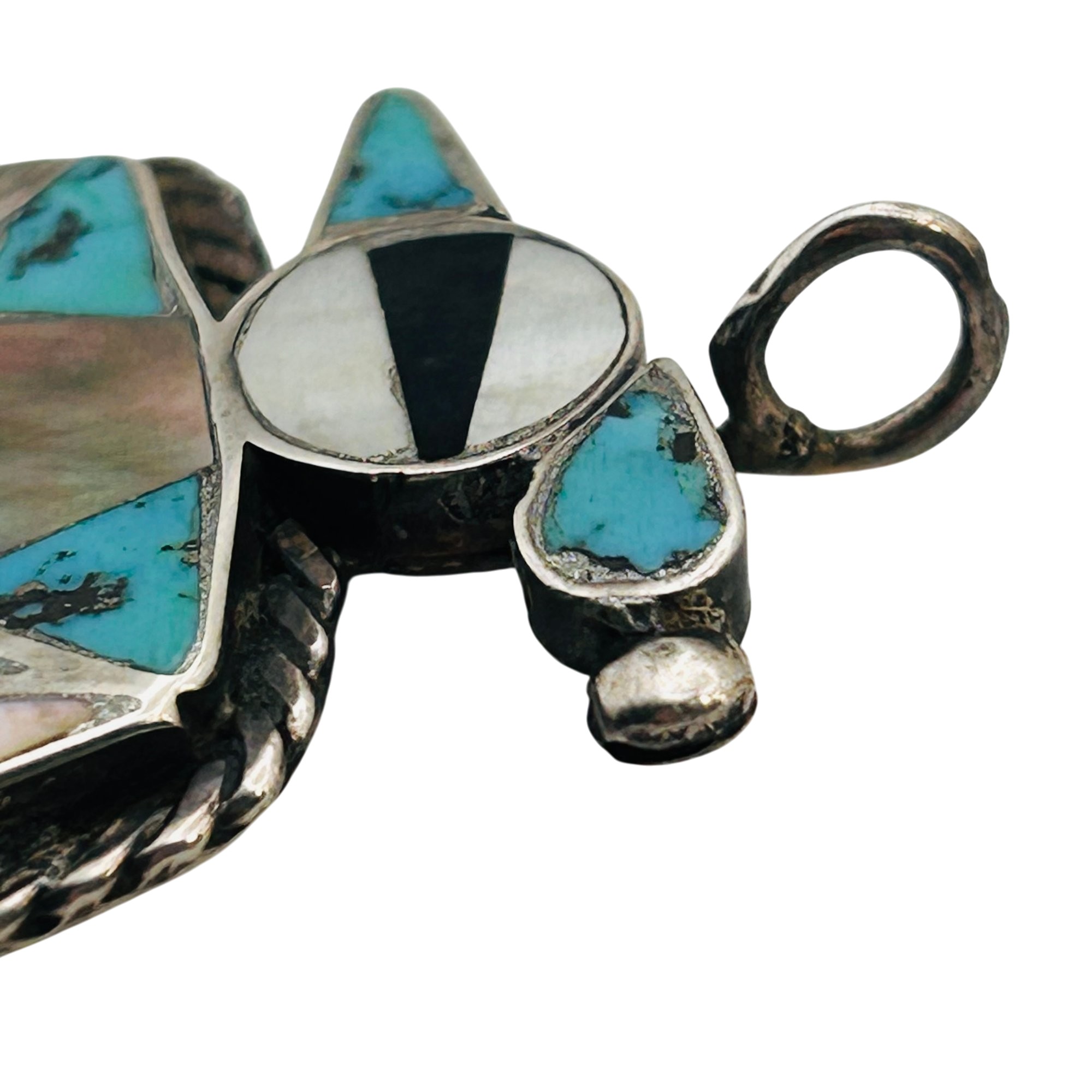Vintage Zuni Sterling Inlay Stone Bird Pendant