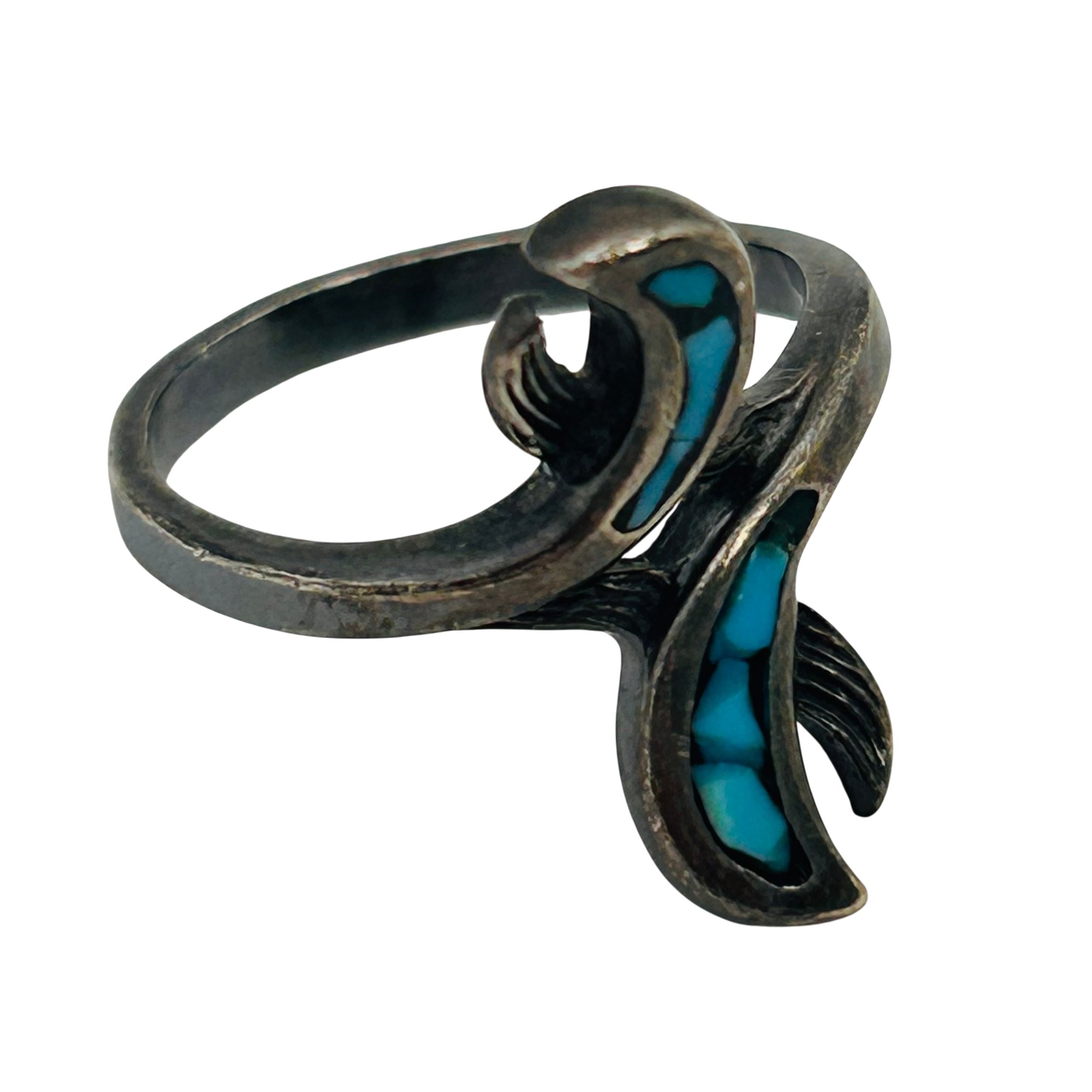 Southwest Sterling Turquoise Bypass Ring Sz 6