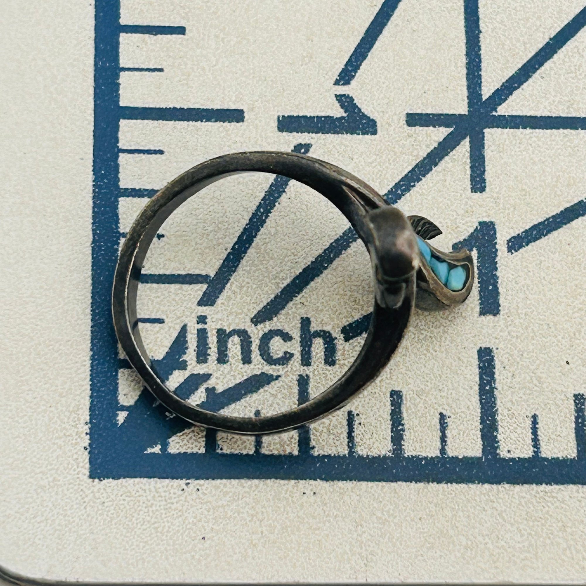 Southwest Sterling Turquoise Bypass Ring Sz 6
