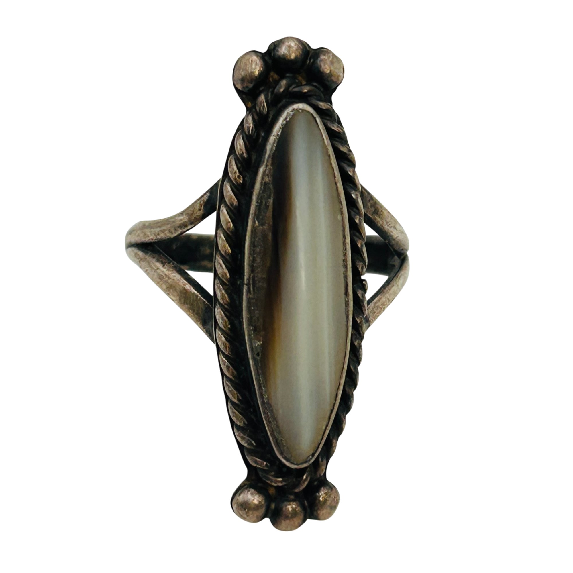 Signed Navajo Sterling Jasper Ring Sz 7