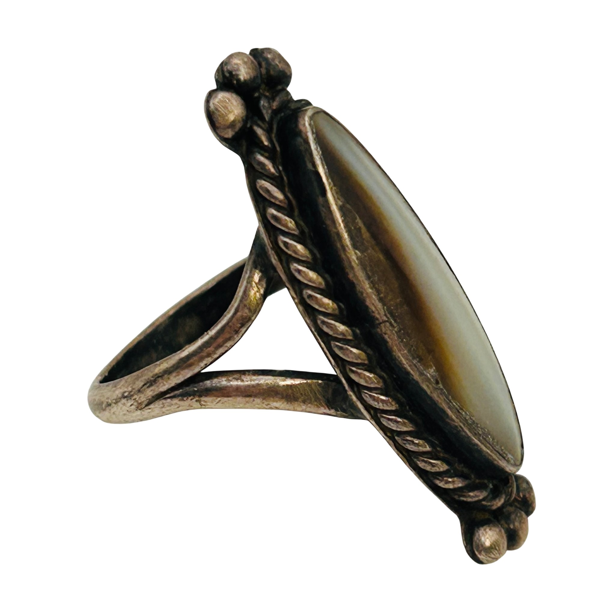 Signed Navajo Sterling Jasper Ring Sz 7