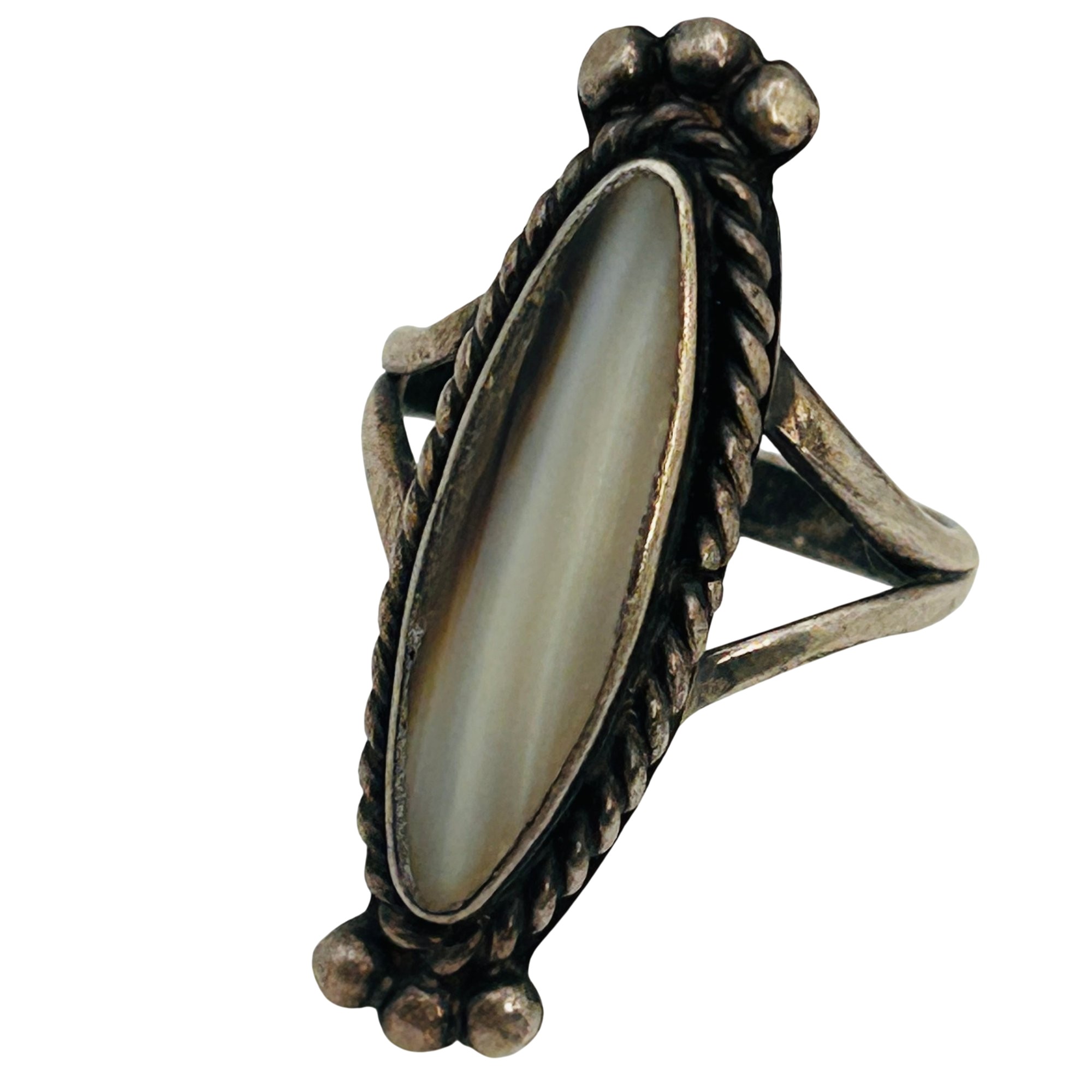 Signed Navajo Sterling Jasper Ring Sz 7